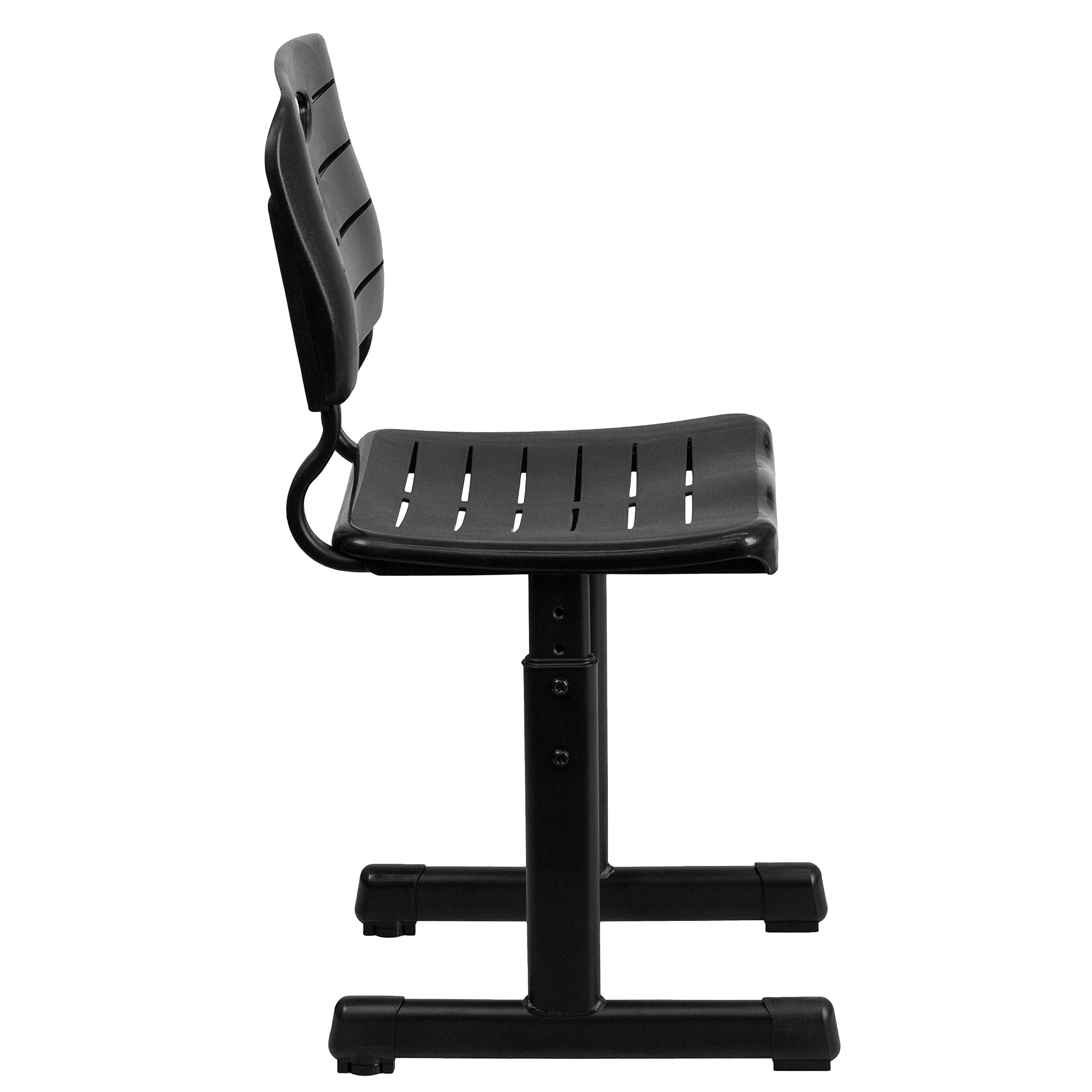 Adjustable Height Black Student Chair with Sturdy Pedestal Frame - Perfect for Home Office, Study Desk, and Classroom Use