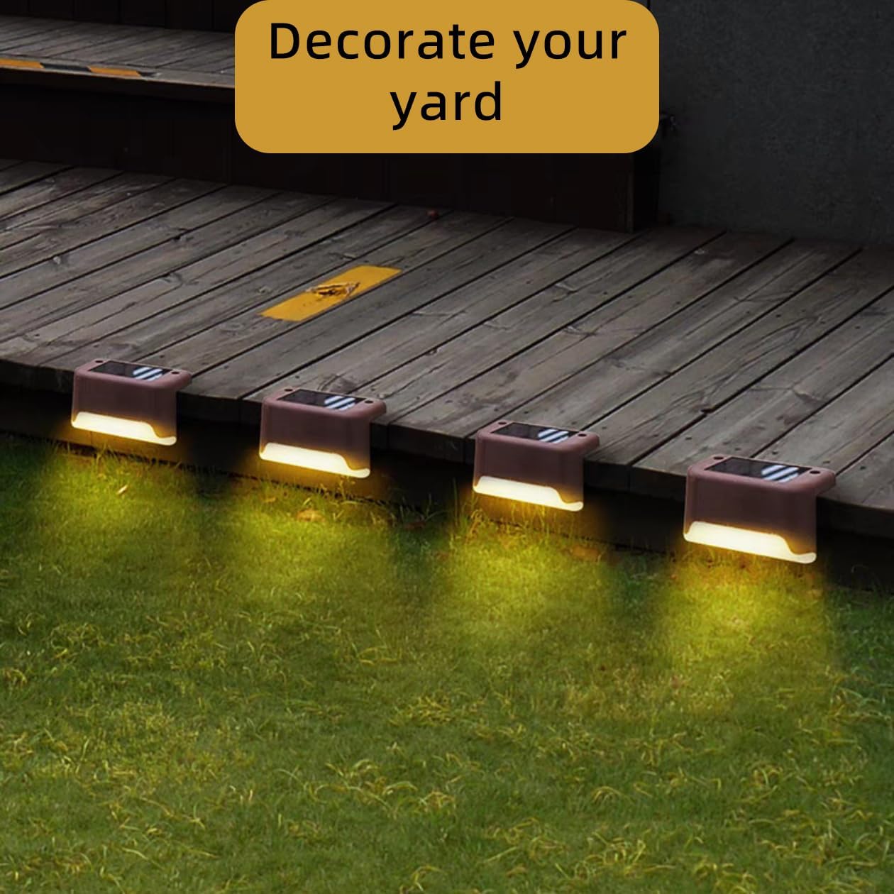 8 Pack Solar Deck Lights Outdoor - Waterproof LED Pathway Lights for Poolside, Deck, Stairway & Garden Decoration (Black Shell, Warm White) - Perfect for Patio, Walkway & Landscape Lighting at Night