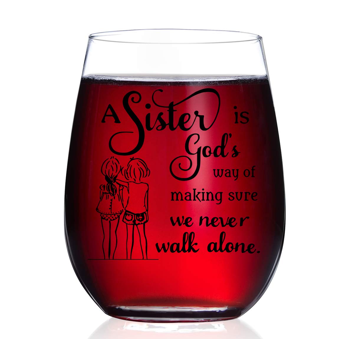 15oz Sister Wine Glass - Unique Sister Gifts for Birthday, Christmas & Mother's Day - Thoughtful Present to Show Sisterly Love - Perfect for Wine Nights, Family Gatherings & Special Celebrations