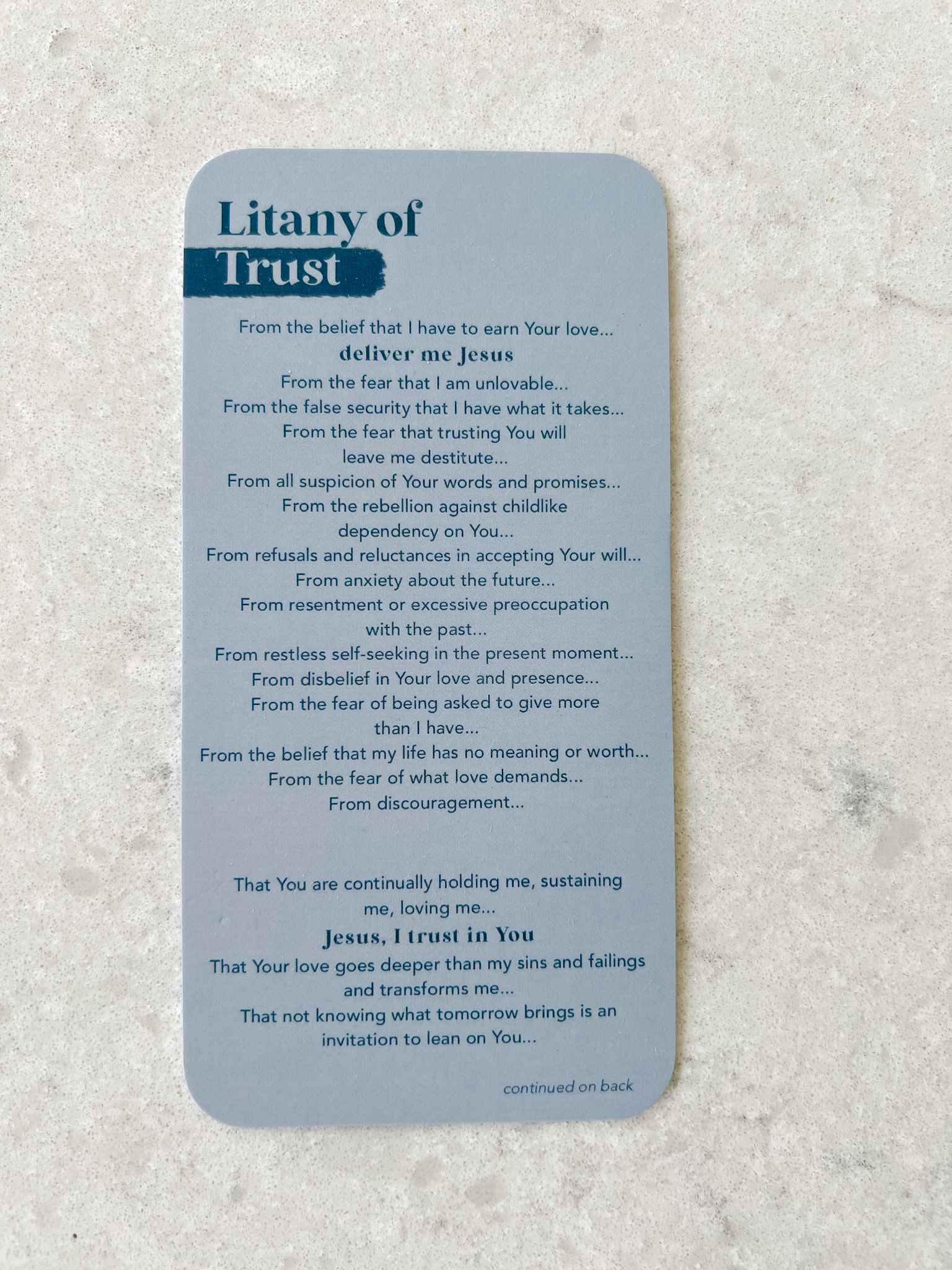 Litany of Trust Prayer Card - Inspirational Catholic Prayer Card for Faith & Devotion - Perfect for Daily Prayer, Bible Study & Spiritual Reflection