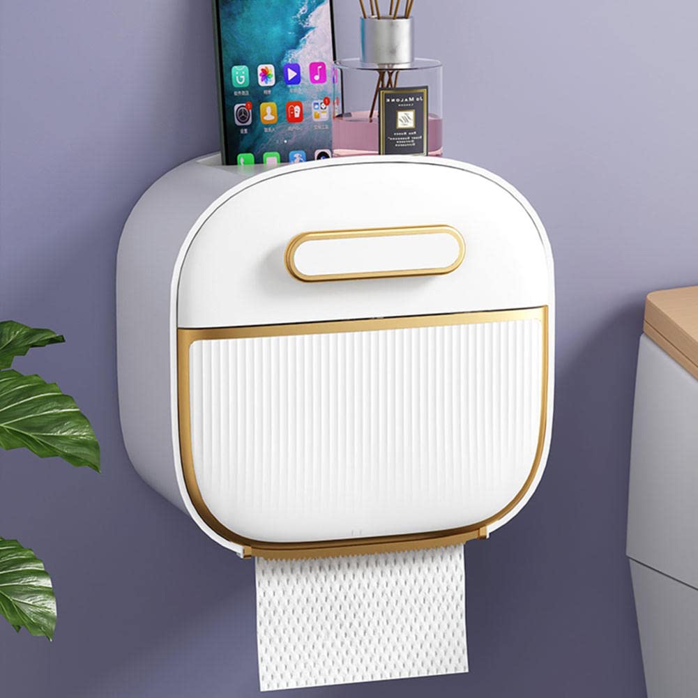 ACGrade Wall Mounted Toilet Paper Holder - Waterproof Bathroom Tissue Dispenser with Punch-Free Design for Home, Office & RV Use