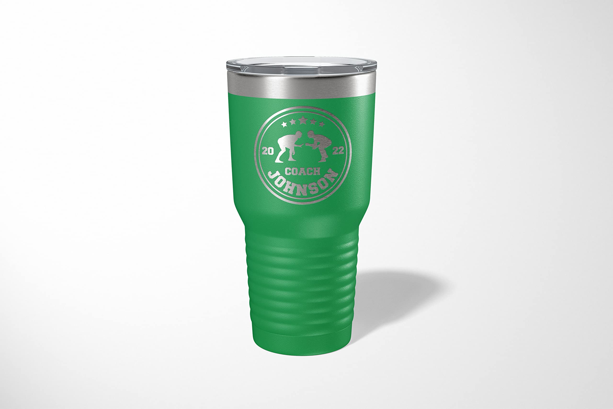 30oz Green Wrestling Coach Tumbler - Insulated Stainless Steel Beer Glass - Perfect Gift for Wrestling Coaches, Sports Enthusiasts - Great for Practice, Games, and Team Celebrations