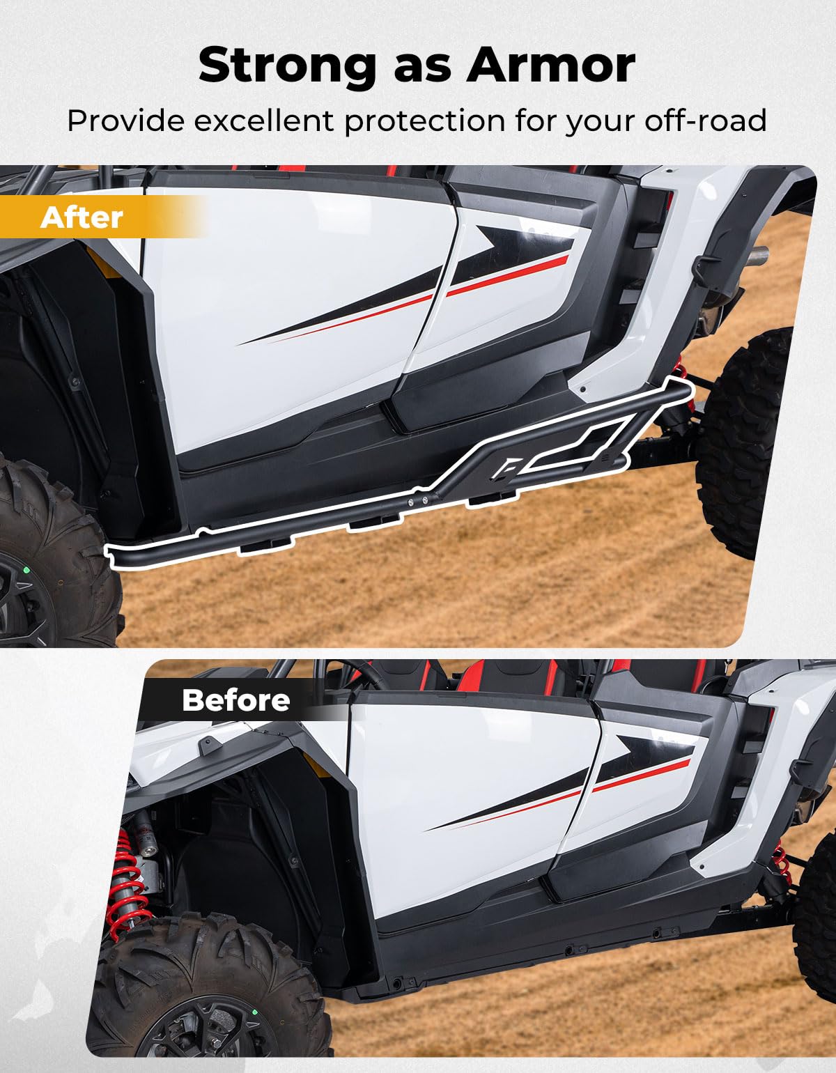 KEMIMOTO Heavy Duty Steel Nerf Bars & Rock Sliders for 2024-2025 Polaris RZR XP 1000/XP 4 1000 | 1.5