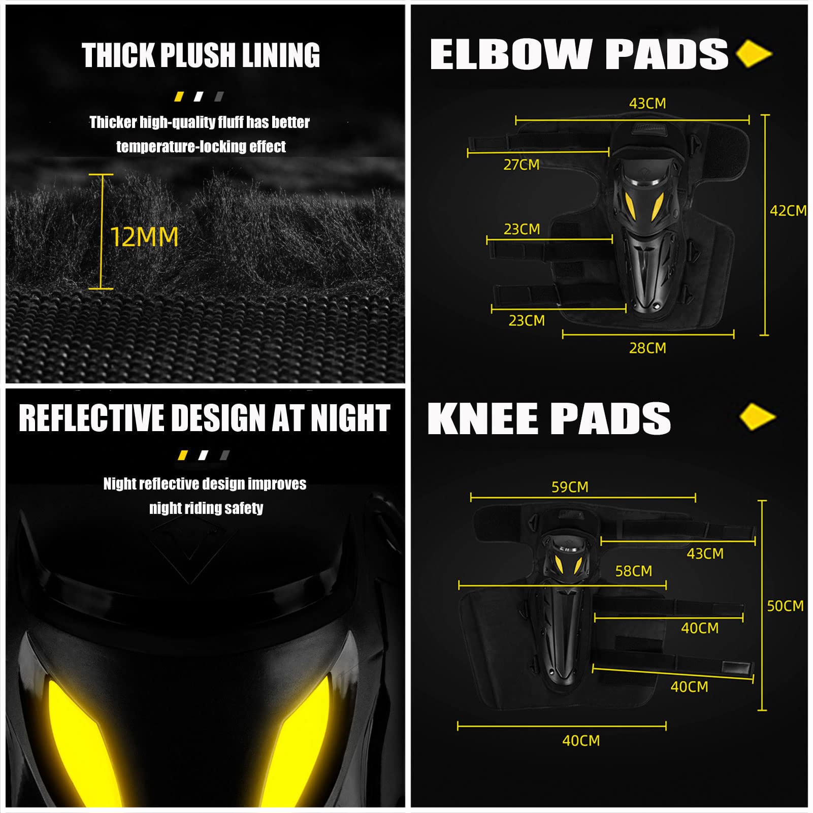 Motorcycle Knee & Elbow Pads Set - 4PC Motocross Racing Protective Gear for Outdoor Sports, Winter Windproof Safety Guards - Ideal for Dirt Bike Riding, MX Racing & Adventure Motorcycling