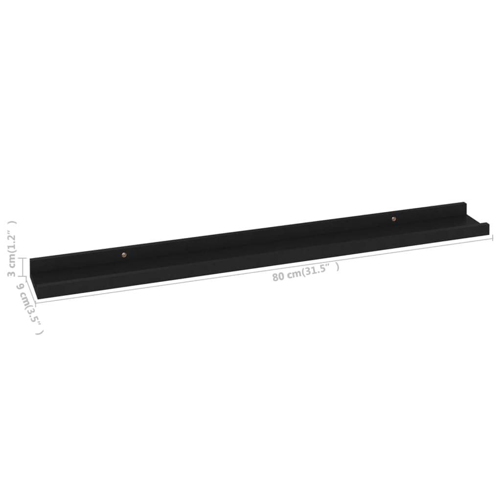 Floating Shelves for Wall - Set of 4 Black Wood Wall Shelves (31.5