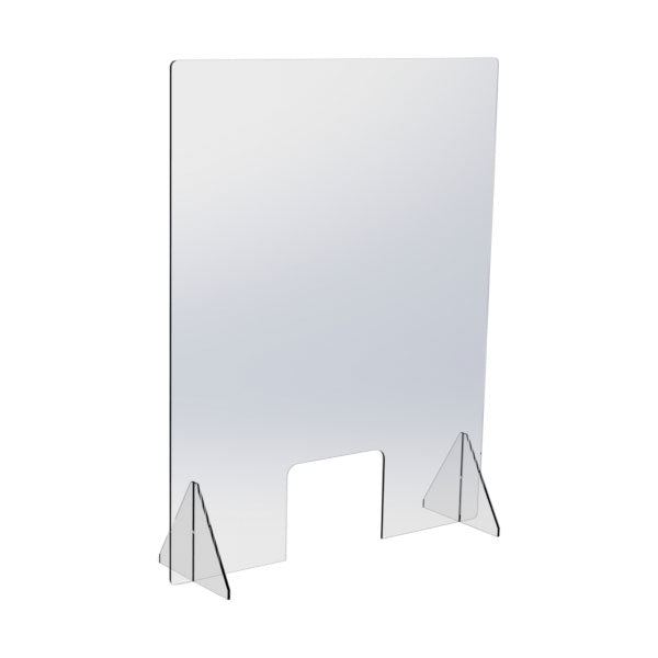 Cal Mil 22137 31-Inch Counter Shield Sneeze Guard with POS Window - Clear Acrylic Protective Barrier for Food Service Counters, Cafes, and Retail Stores