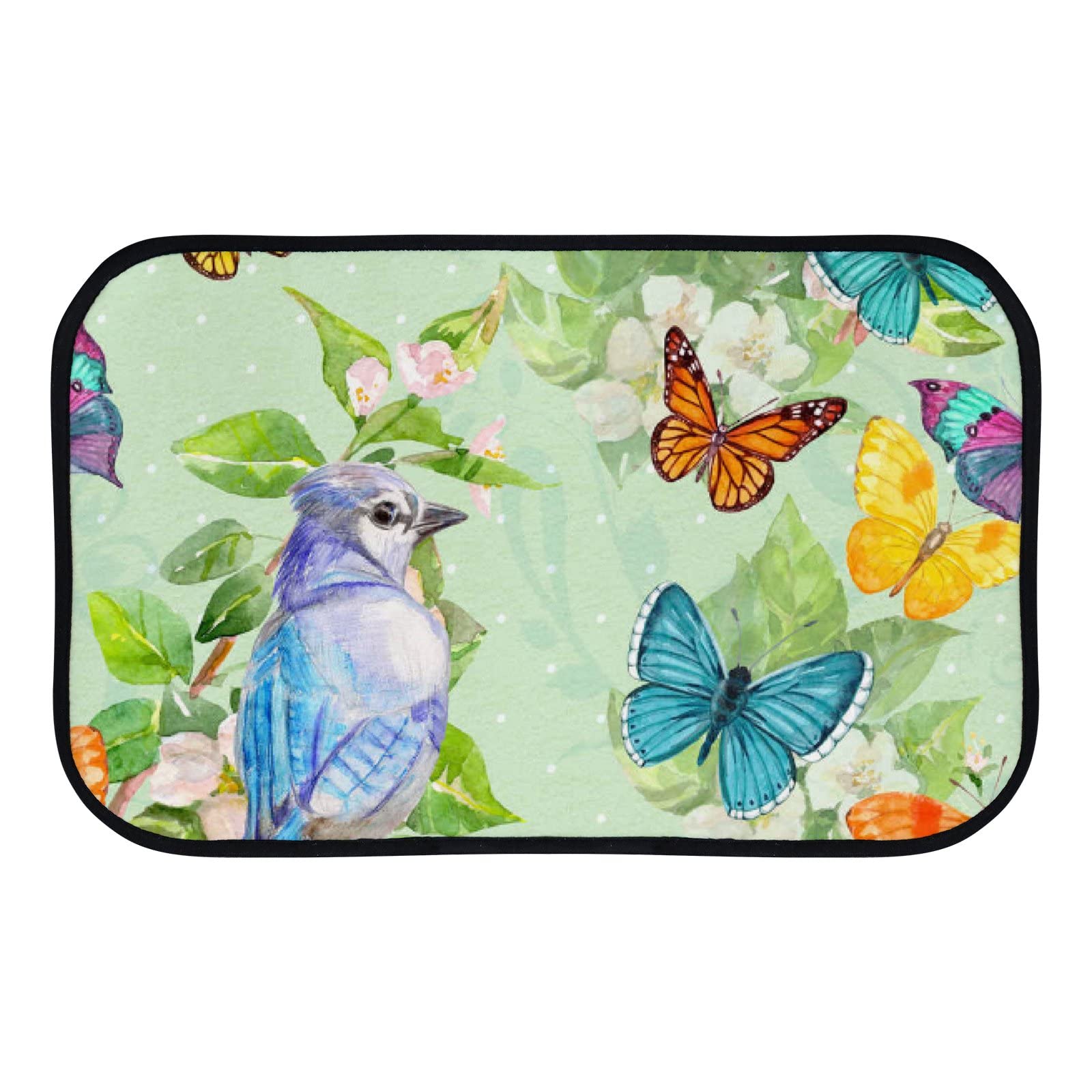 Vintage Butterfly & Bird Print Soft Foam Area Rug - Non-Slip Washable Kitchen & Bath Mat - 31x20 Inch Indoor/Outdoor Home Decor - Perfect for Living Room, Bedroom, Patio & Laundry Room