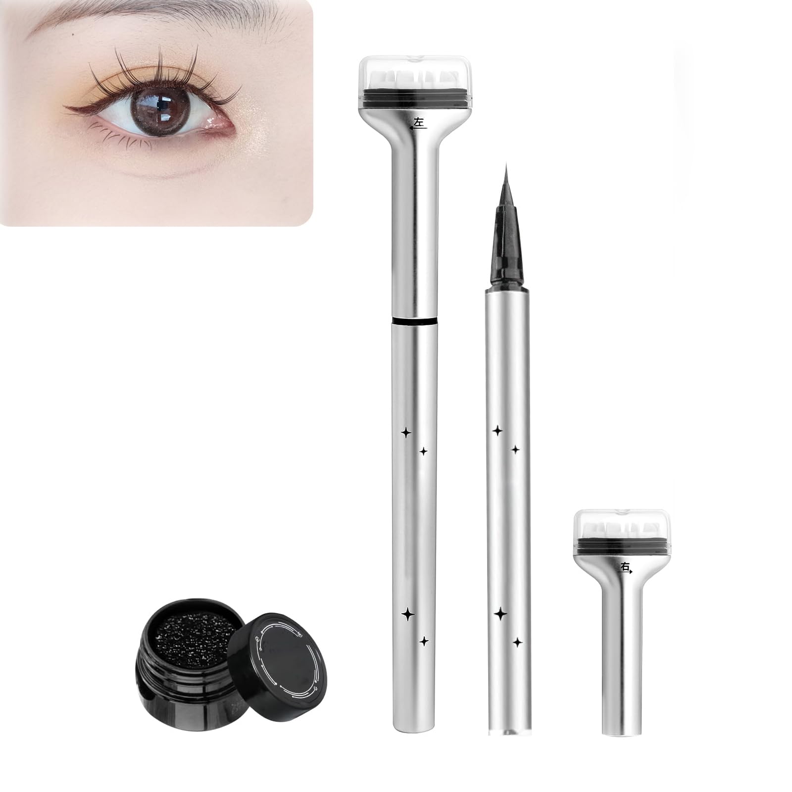 Waterproof Lower Lash Stamp & Eyeliner Set - 2-in1 Quick Eye Makeup Tool for Smudge-Proof Lower Eyeliner & Natural Lashes (Black) | Perfect for Daily Makeup, Parties & Professional Looks