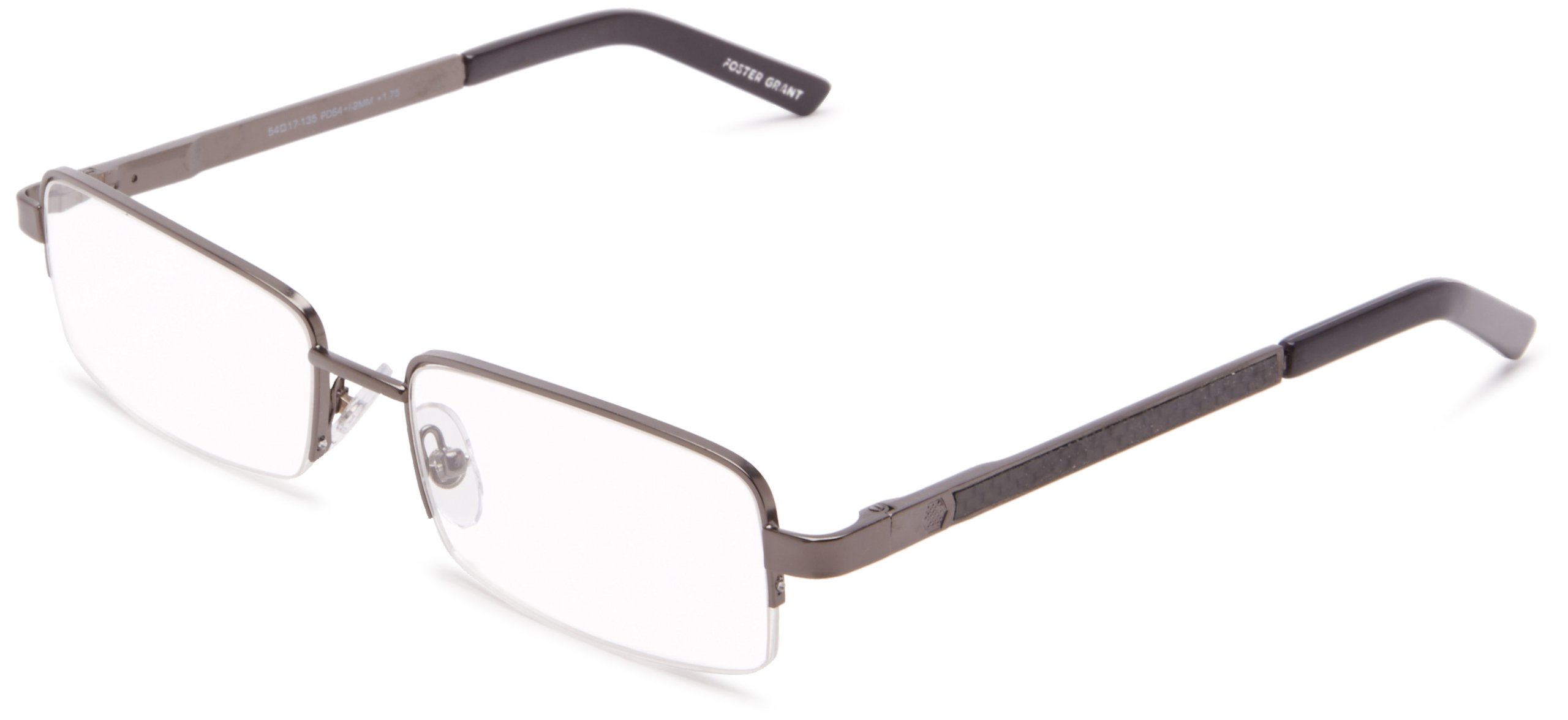 Foster Grant Men's Ashton Square Reading Glasses +1.00 to +4.00 Strength – Lightweight & Durable Eyewear for Reading, Work, and Computer Use