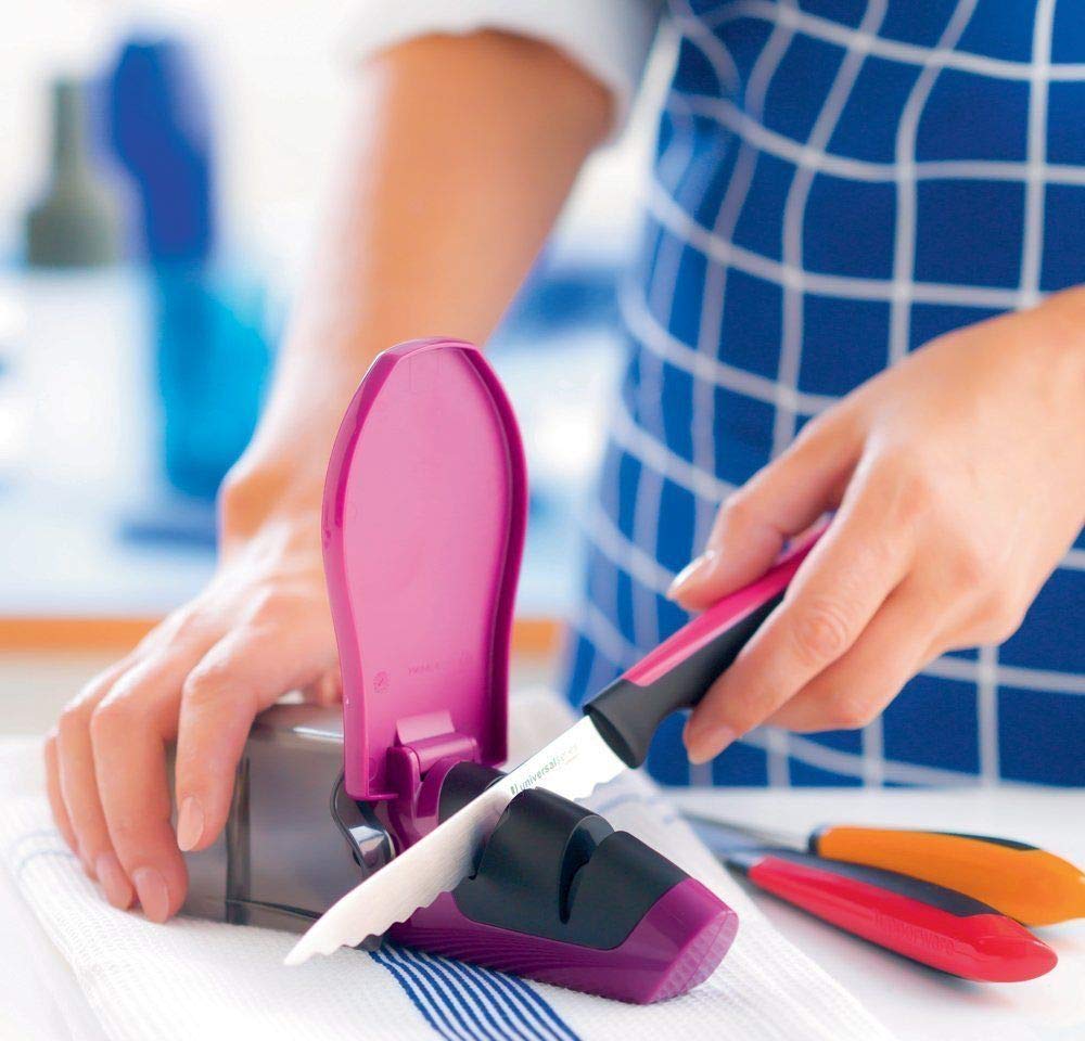 Premium Tupperware All-in-One Knife Sharpener - Professional Kitchen Tool for Sharpening Chef Knives, Steak Knives & Scissors | Perfect for Home Cooking & Outdoor Camping