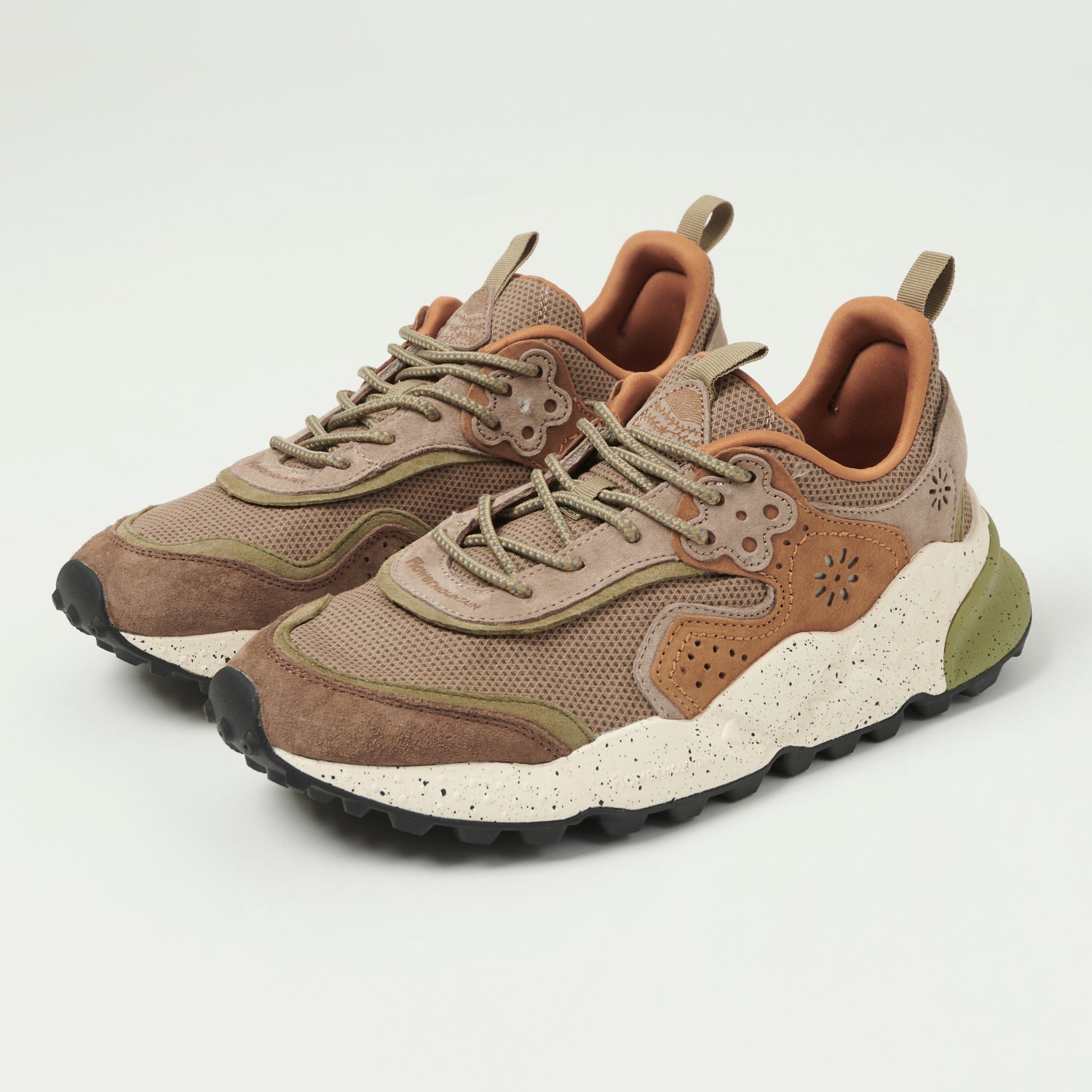 Flower Mountain Kotetsu Man Suede Nylon Mesh Sneakers for Men - Brown Khaki | Comfortable Casual Walking Shoes for Outdoor Activities & Daily Wear