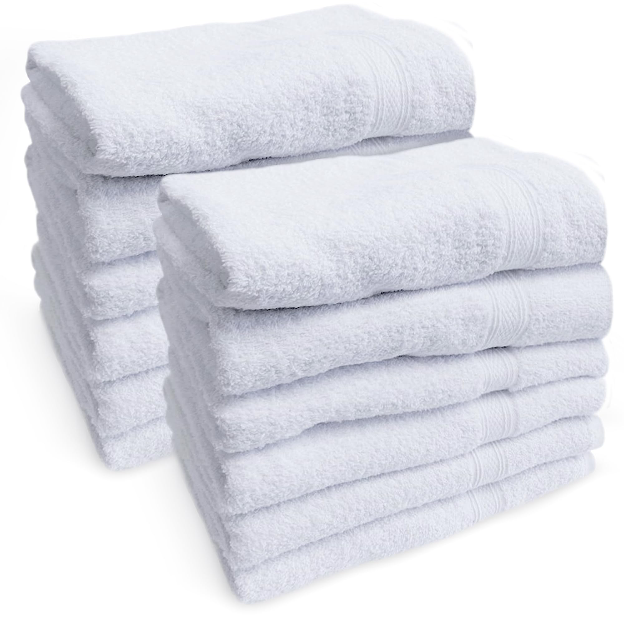 12 Pack Soft White Gym & Bath Towels 22x44 Inches - 100% Ring Spun Cotton Lightweight Towel Set for Home, Gym, Hotels, Salon - Quick Dry Absorbent Towels for Sports, Spa, Hair & Nail Care