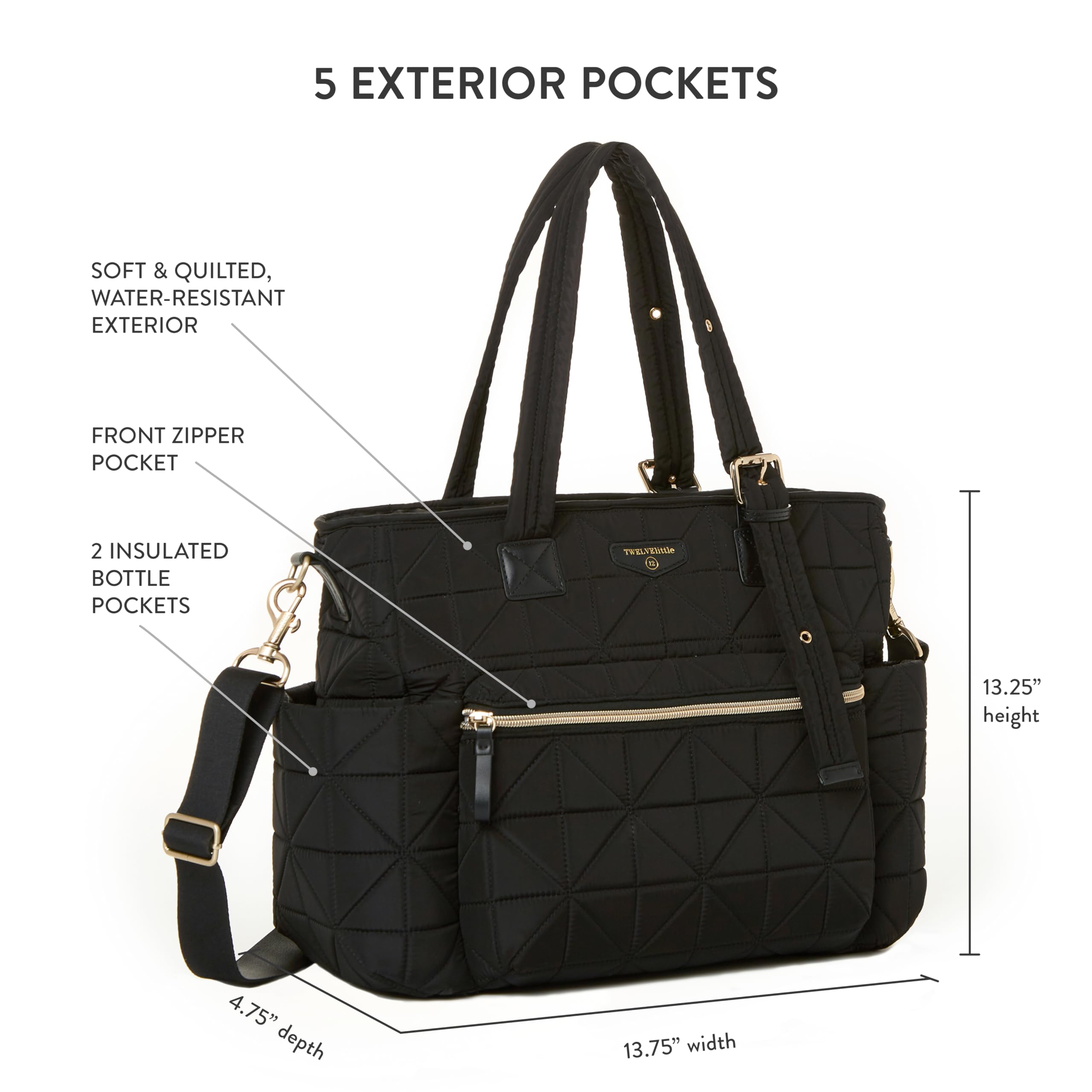 TWELVElittle Carry Love Tote Baby Diaper Bag 3.0 with Changing Pad & Stroller Clips - Large Waterproof Parent Companion Bag for Moms & Dads | Perfect for Travel, Shopping & Daily Outings with Baby