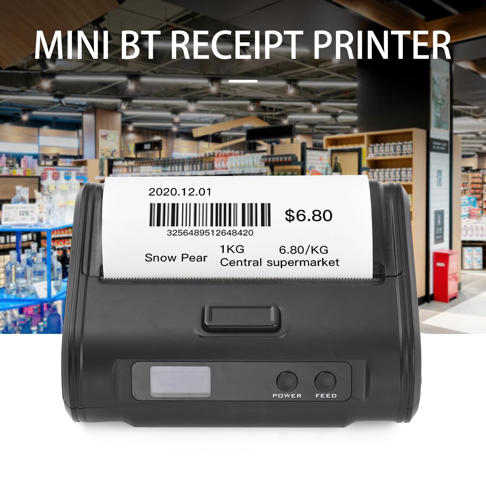 MP110 Wireless Thermal Receipt Printer - 4-inch 110mm Portable Bluetooth/USB Printer for Small Business, Market & Retail Stores | Supports Continuous/Perforated/Gap Paper | 203dpi High Resolution | Perfect for POS, Mobile Payments & On-the-Go Receipt Printing