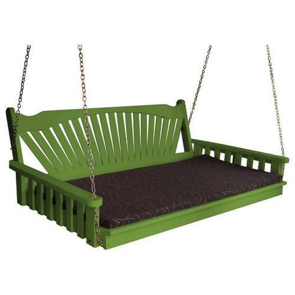 Yellow Pine Swing Bed with Fanback - Outdoor Hanging Bed for Porch, Patio, or Garden Relaxation