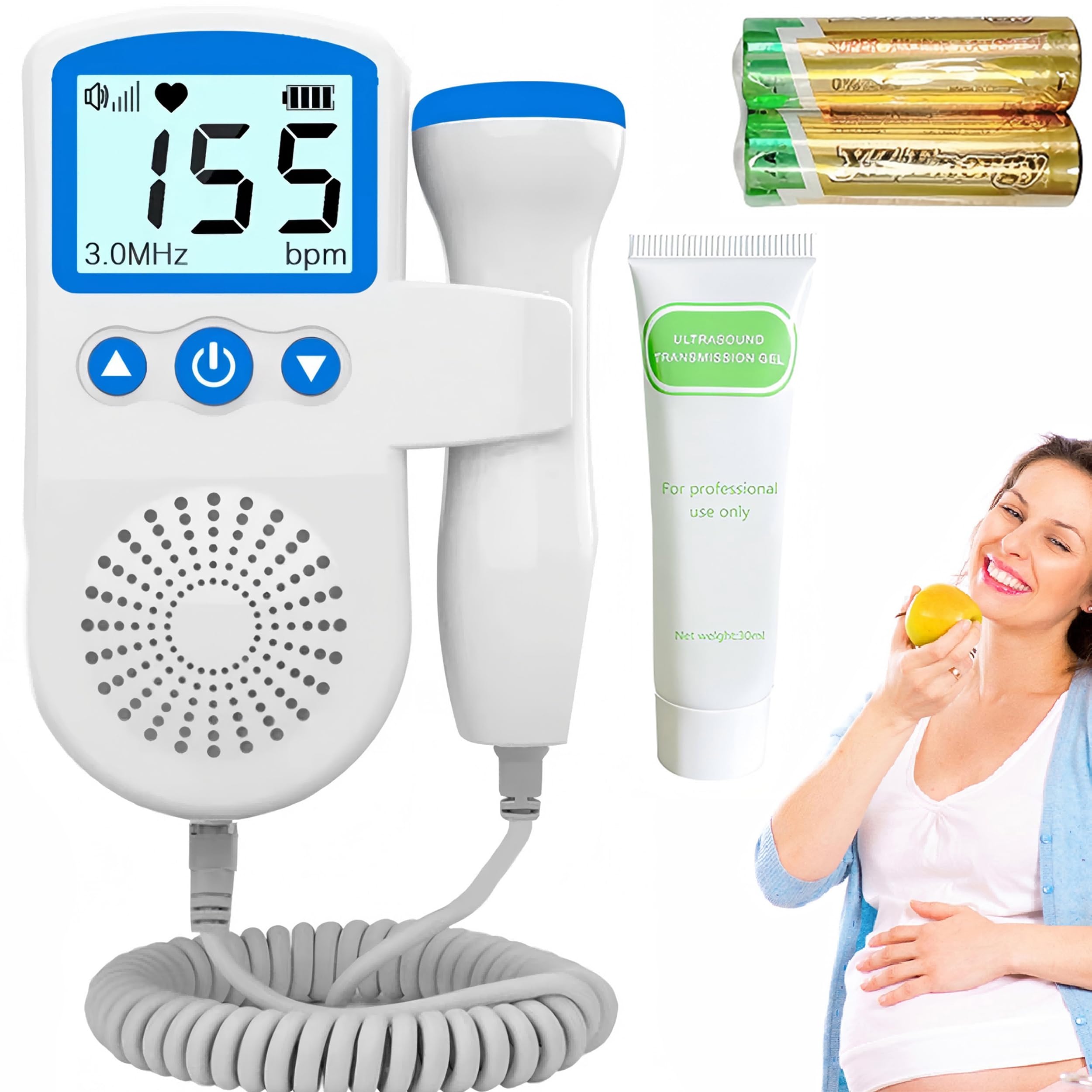 Portable Fetal Doppler Monitor for Home Use - Handheld Baby Heartbeat Detector, Easy to Use Pregnancy Accessory for Expecting Mothers (Perfect for Bonding & Tracking Baby's Health)