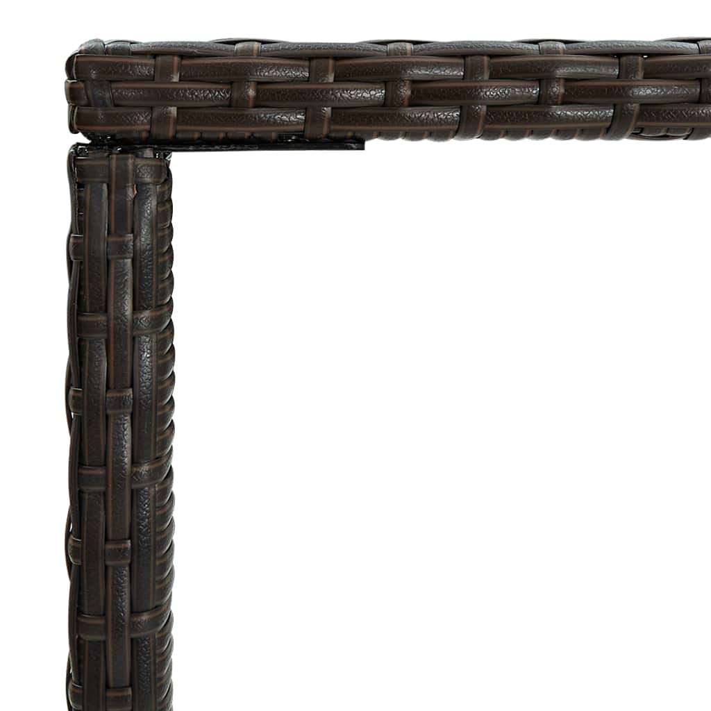 Outdoor Square Bar Height Table - 27.6x27.6x43.3 Inch Brown Poly Rattan & Glass Top - Perfect for Patio, Deck, Garden, Backyard, Terrace or Camping - Ideal for Outdoor Dining, Entertaining & Relaxing