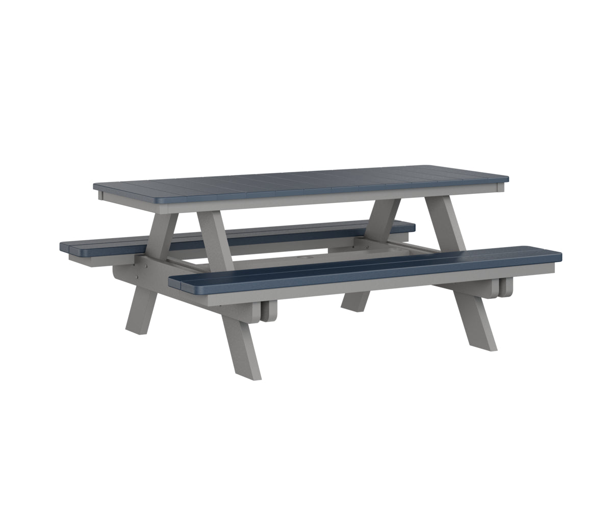 Berlin Gardens Rectangular Picnic Table - Outdoor Dining Set for Patio, Backyard, and Park - Heavy Duty Weather-Resistant Wooden Picnic Bench with Umbrella Hole