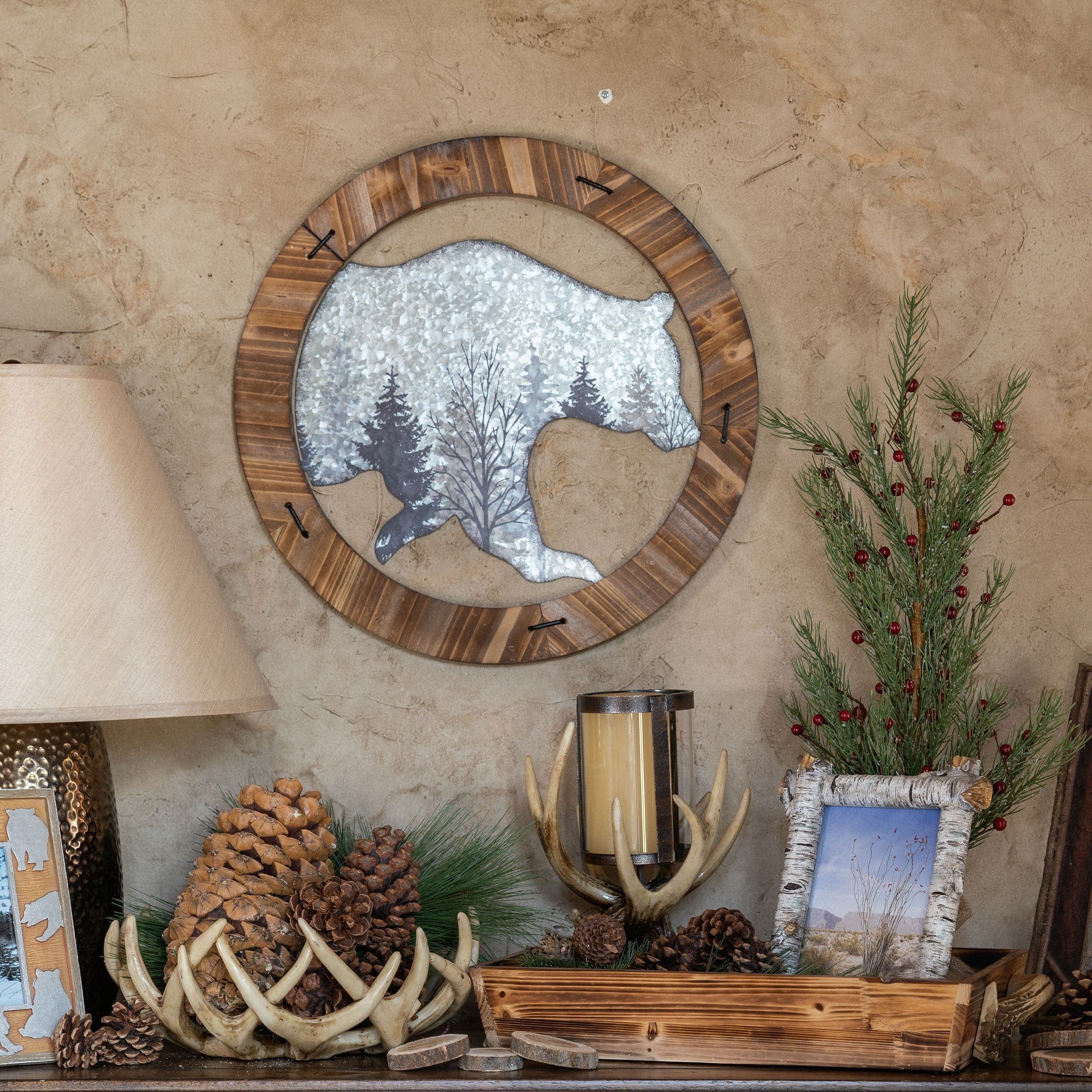 Antler Pillar Candle Holder with Glass Hurricane - Rustic Home Decor for Wedding, Christmas & Cozy Cabin Ambiance