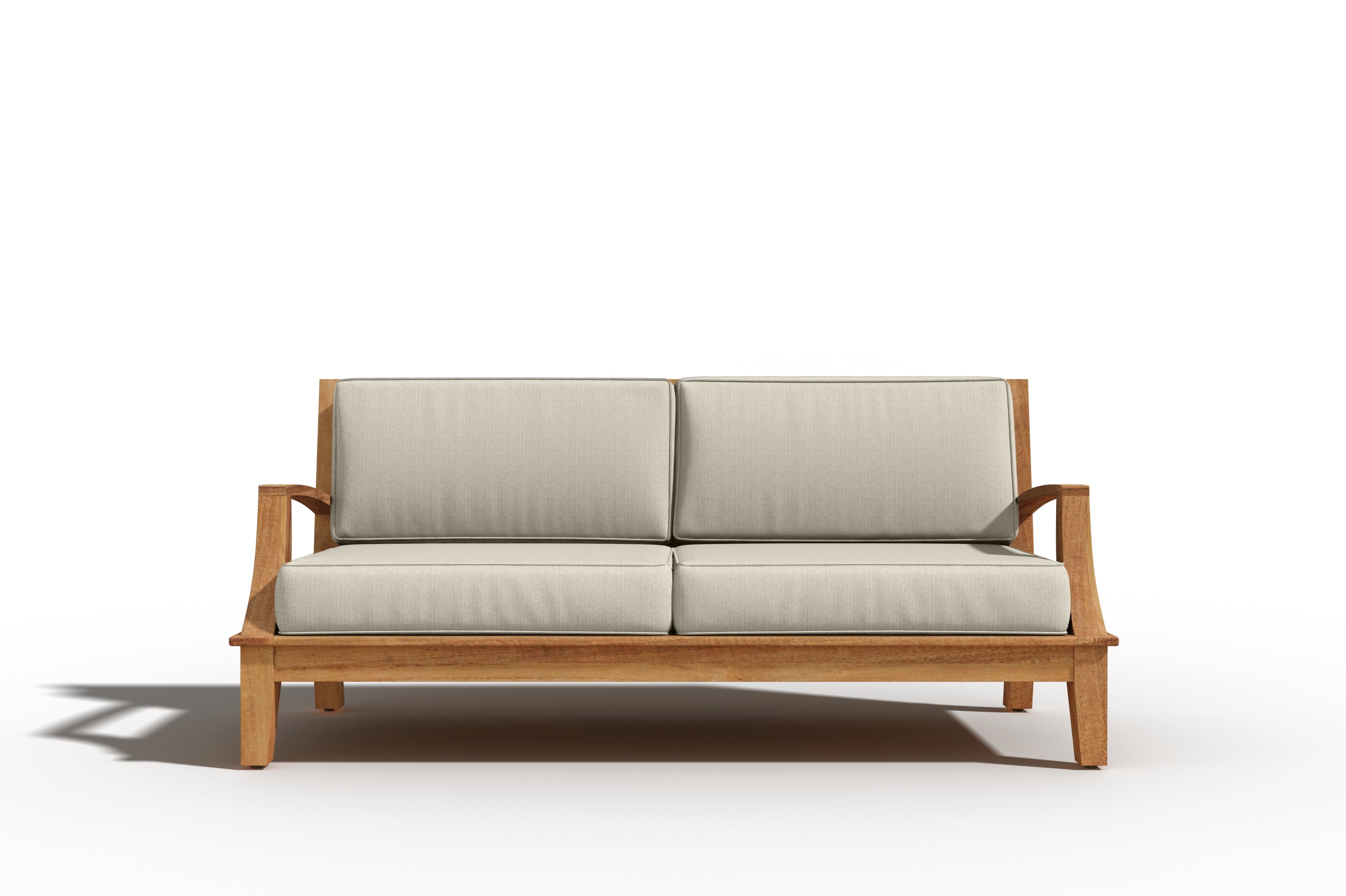 Eliane 3-Person Teak Outdoor Sofa with Sunbrella Canvas Cushion - Waterproof & Durable Patio Furniture for Garden, Poolside, and Backyard Relaxation