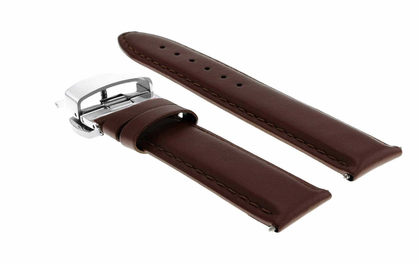 22mm Genuine Leather Watch Band Strap - Smooth Light Brown Replacement Strap Compatible with Breitling Avenger (Butterfly Clasp) | Premium Watch Accessory for Men, Business & Casual Wear