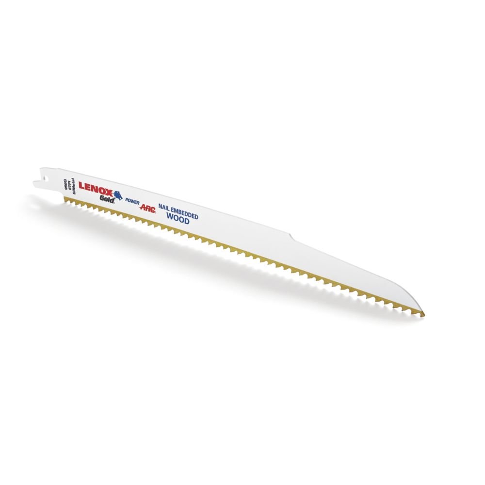 LENOX Tools 21076B956GR 9-Inch Gold Power Arc Reciprocating Saw Blades - 6 TPI for Fast Wood & Nail-Embedded Wood Cutting - 25-Pack - Ideal for Demolition, Construction & DIY Projects