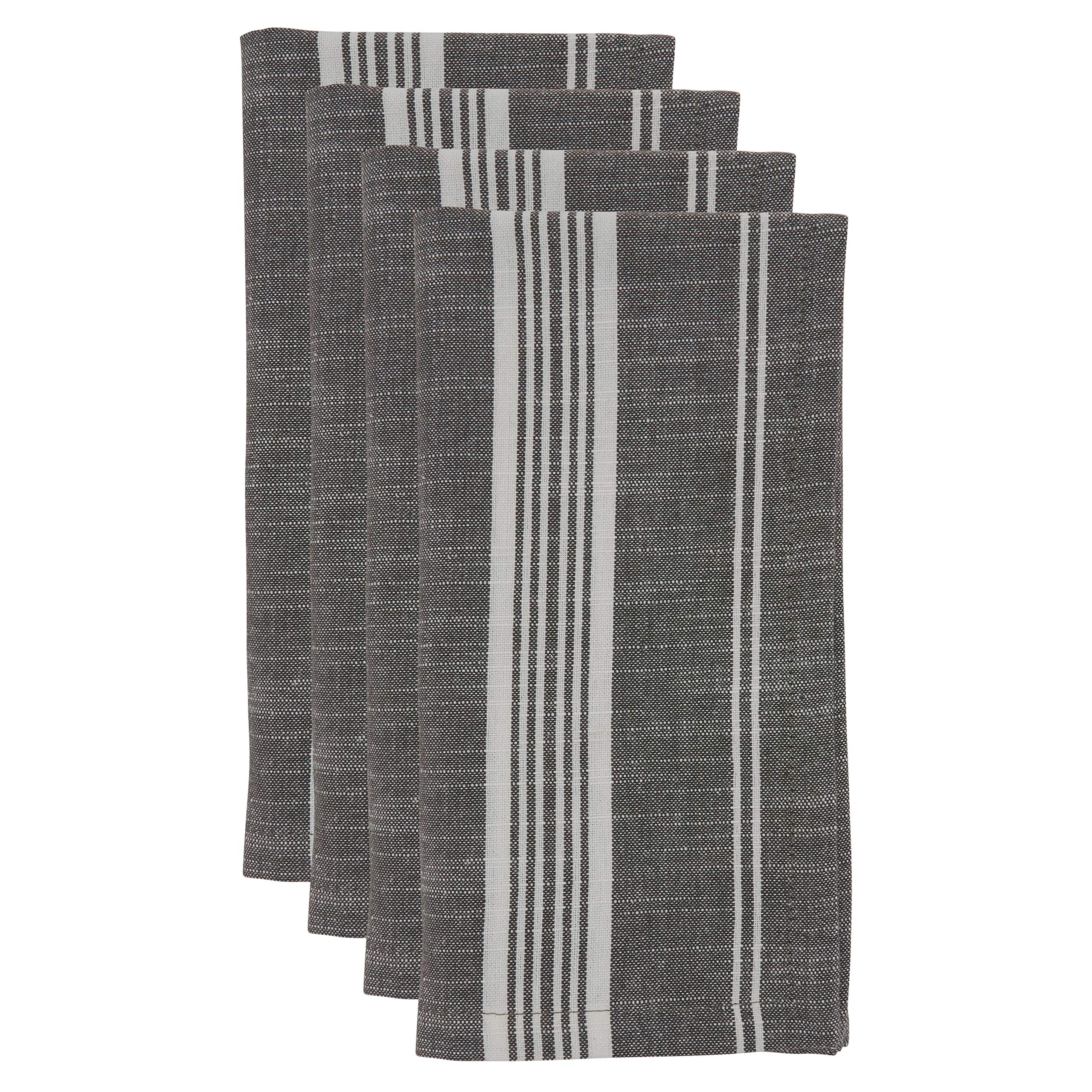 Premium Striped Cotton Table Napkins Set of 4 - Soft & Absorbent Dinner Napkins for Everyday Use, Parties & Fine Dining - Machine Washable & Durable (Eco-Friendly, 16x16 Inches)