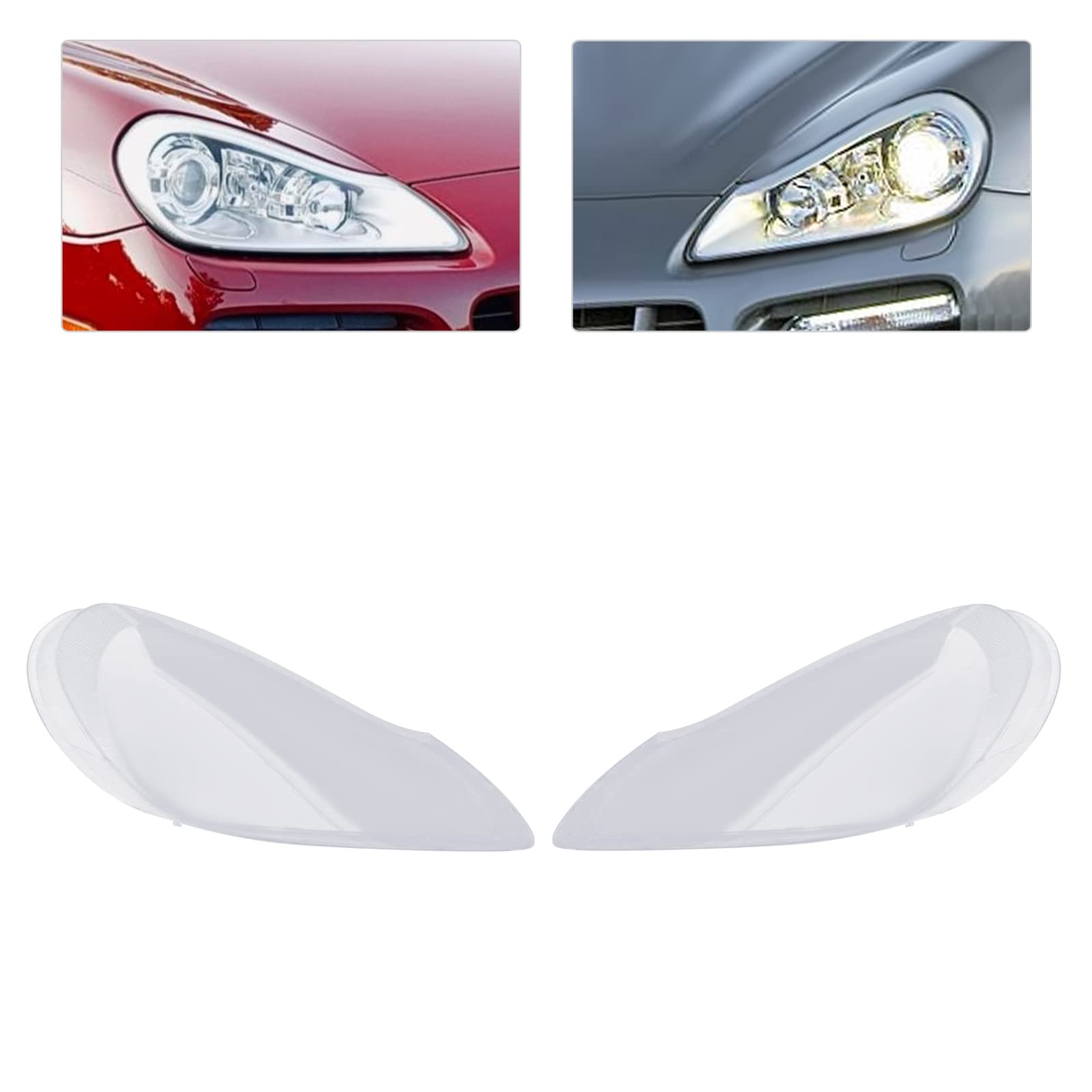 Porsche Cayenne 2008-2010 Headlight Lens Cover Pair - Transparent Headlamp Cover Shell - Perfect for Protection & Style Upgrade (Fits 2008, 2009, 2010 Models)
