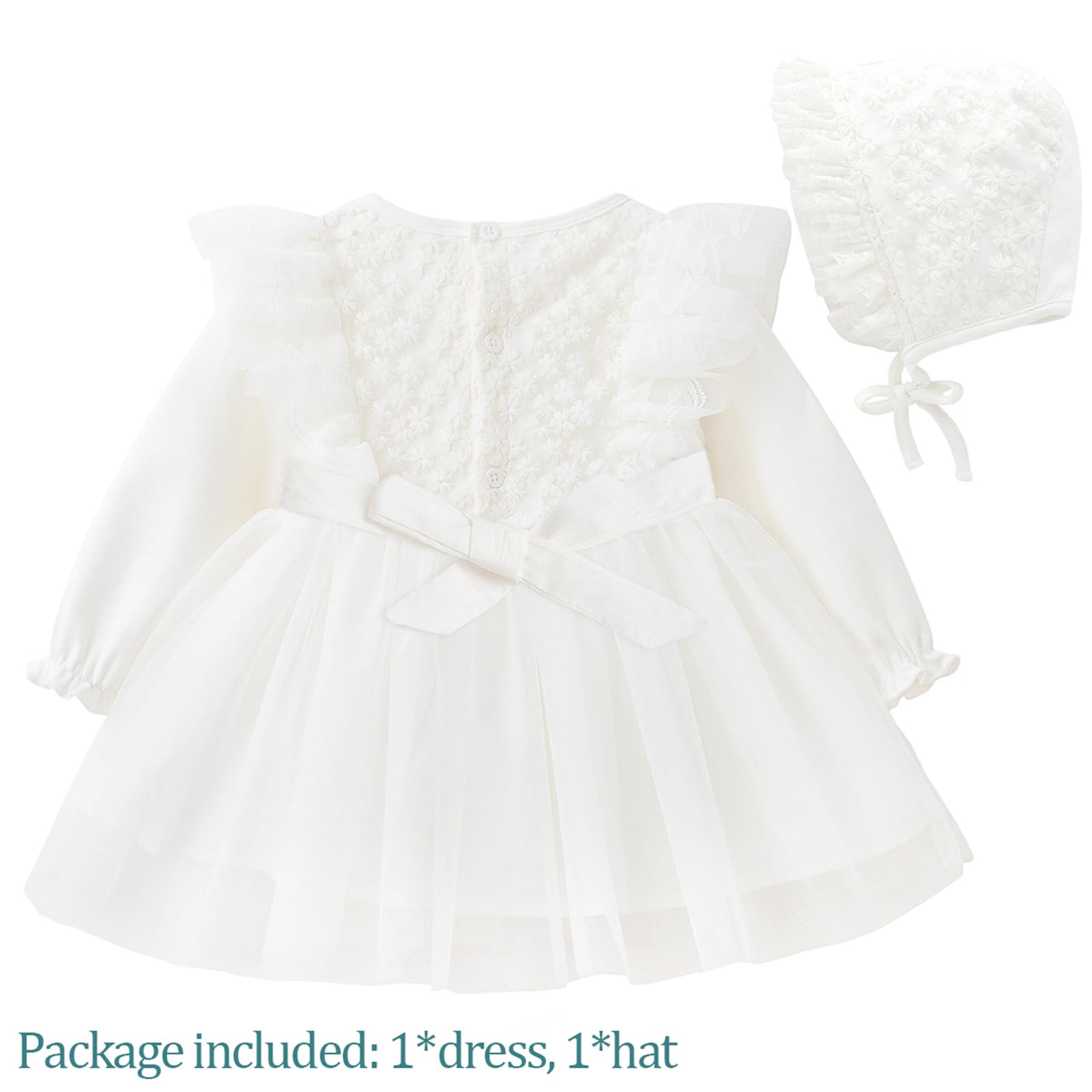 Curipeer Classic Baby Girl Christening Dress - Elegant Infant Baptism & Wedding Tulle Gown for Spring & Summer | Perfect for Church Ceremonies, First Communion & Special Occasions