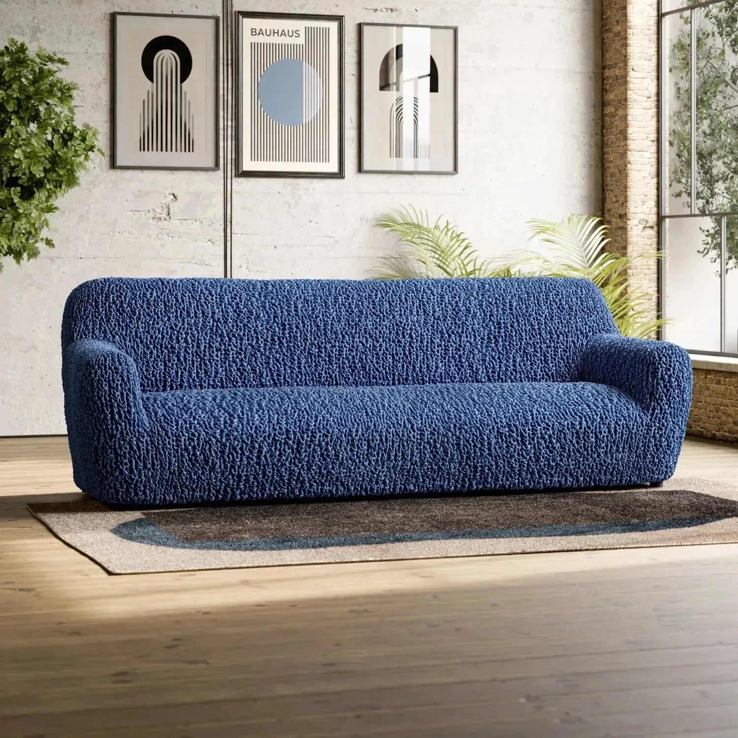 4-Seater Sofa Slipcover - Goffrato Velvet Collection | Soft Stretch Couch Cover | Living Room Furniture Protector | Perfect for Home, Office & Apartment Decor