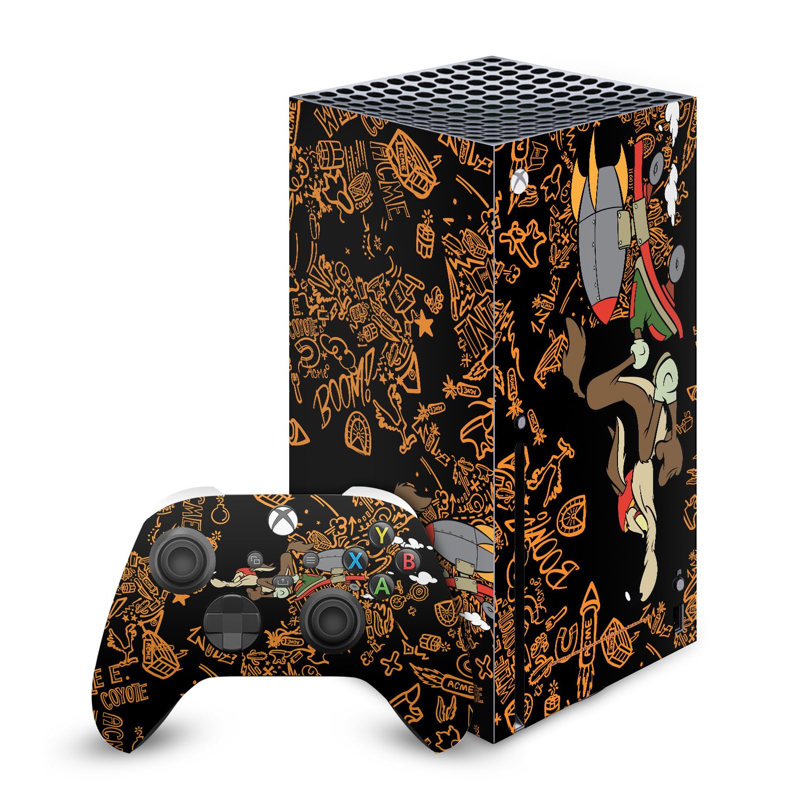 Officially Licensed Looney Tunes Wile E. Coyote Vinyl Sticker Skin for Xbox Series X Console & Controller - Durable Gaming Decal Cover with Vibrant Graphics - Perfect for Gamers and Cartoon Fans