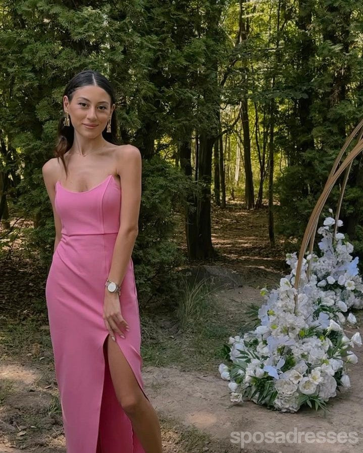 Elegant Pink Sheath Strapless Side Slit Long Prom Dress for Women - Formal Evening Gown for Party, Wedding, Homecoming & Special Occasions