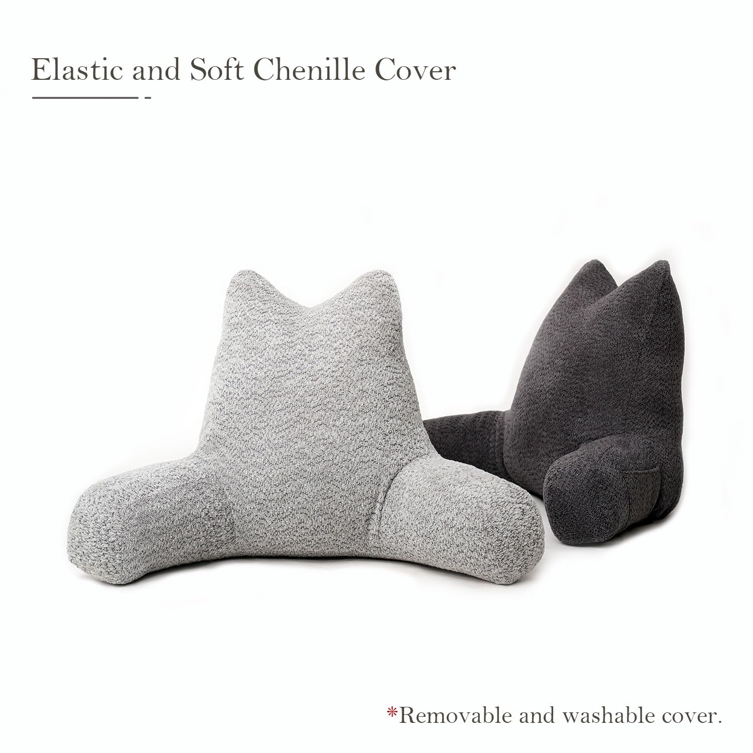 Large Cat Ear Reading Pillow with Arms - Back Support for Bed & Sofa