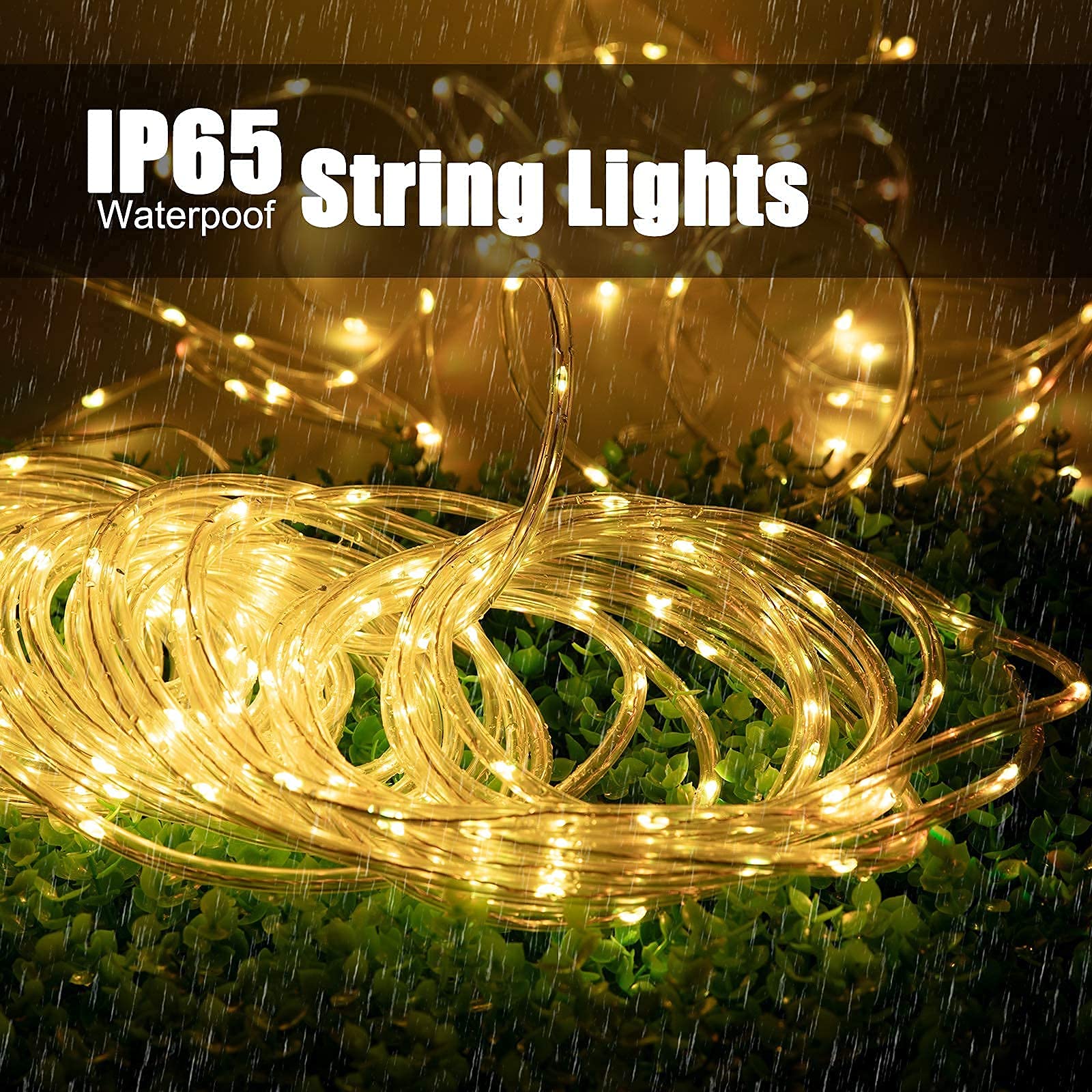 100 LED Solar Rope String Lights Outdoor 2 Pack - 39 Feet Waterproof Solar Powered Fairy Lights with 8 Lighting Modes, Copper Wire PVC Tube Lights for Garden, Wedding, Party & DIY Decor (Warm White) - Perfect for Patio, Backyard, Fence, Pergola and Holiday Decorations