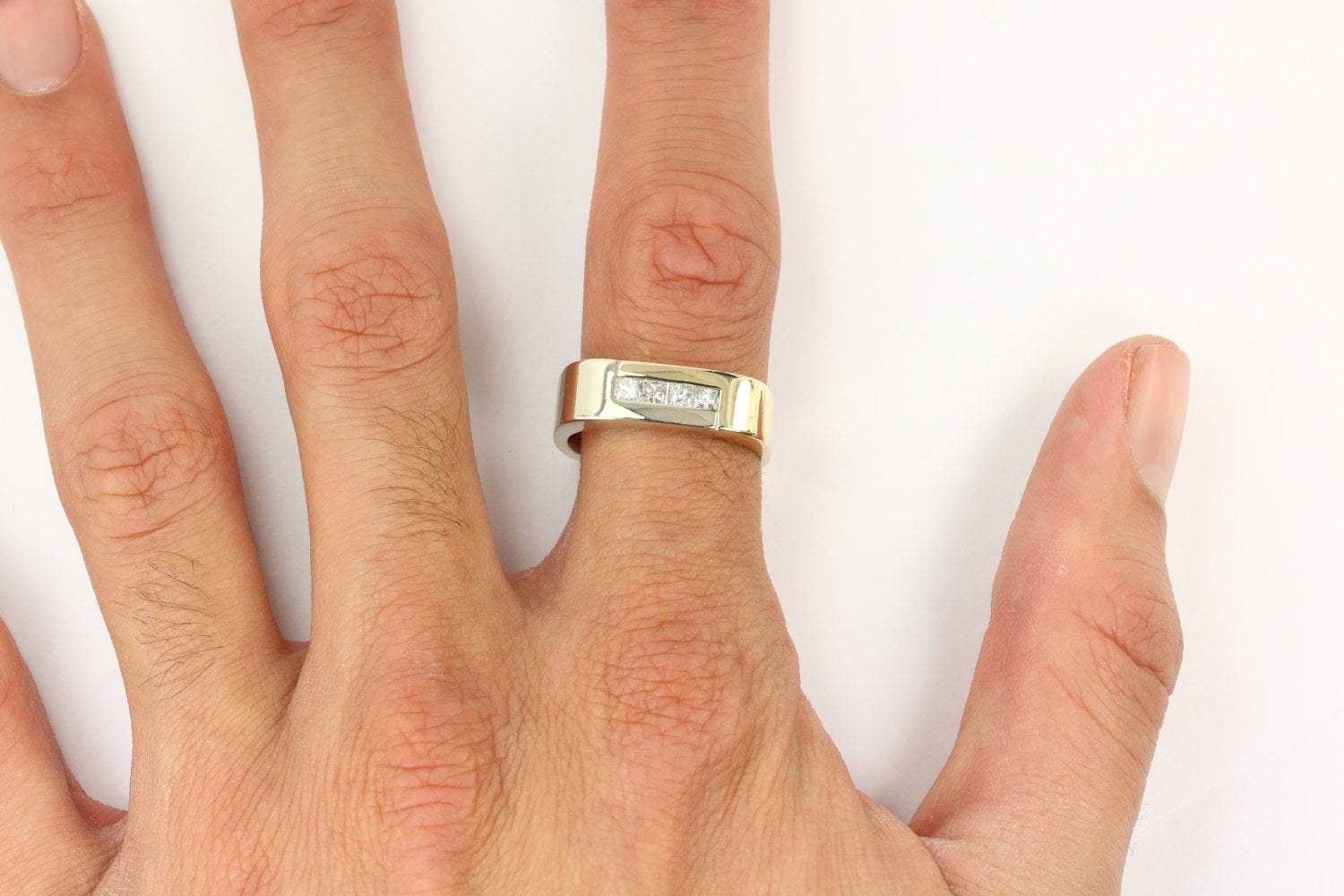 0.45pts Princess Cut Diamond Pinky Ring for Men - Two Tone 14K Gold - Perfect for Weddings, Gifts & Special Occasions