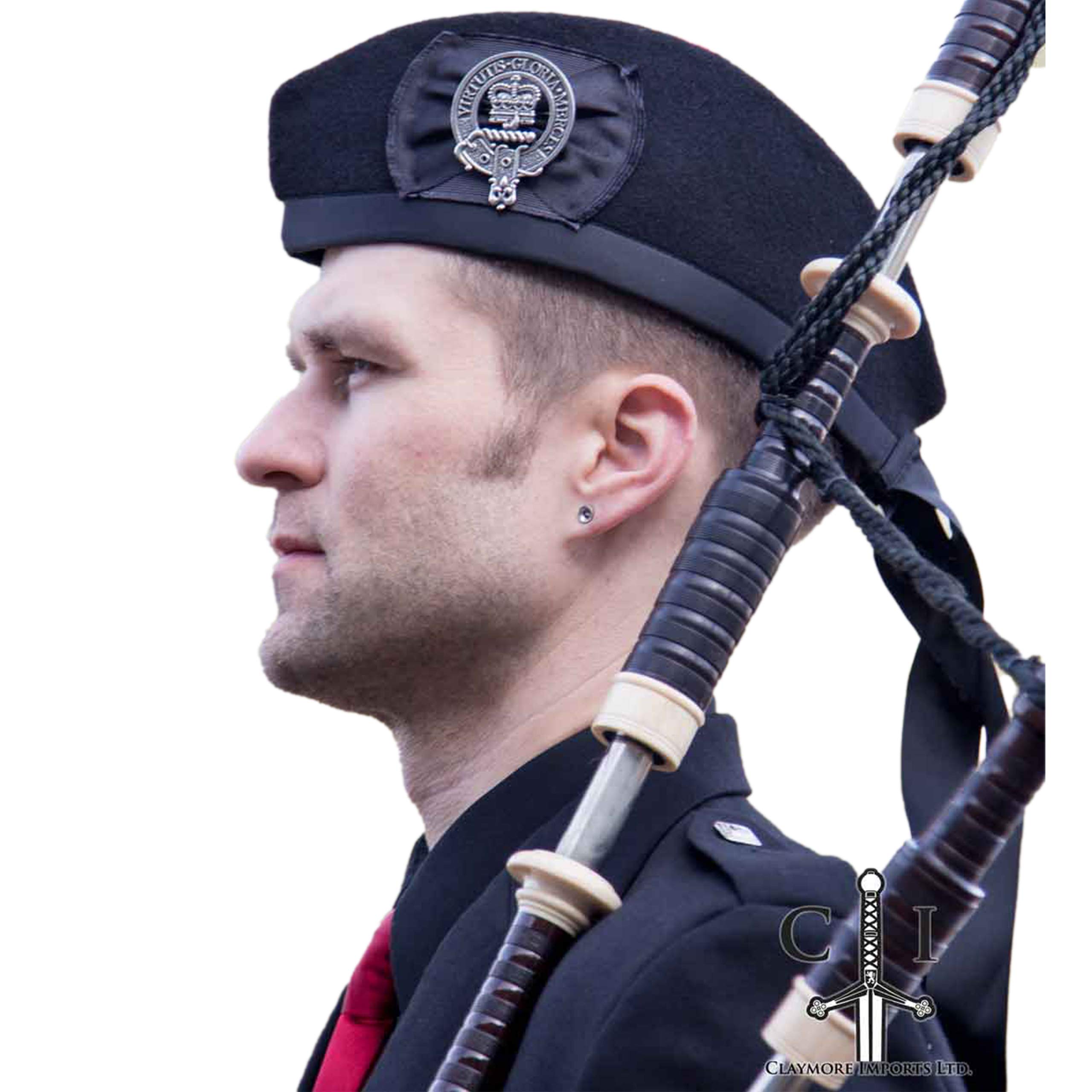 Claymore Black Glengarry Hat - Traditional Scottish Military Cap for Men | Highland Dress, Cosplay & Formal Events