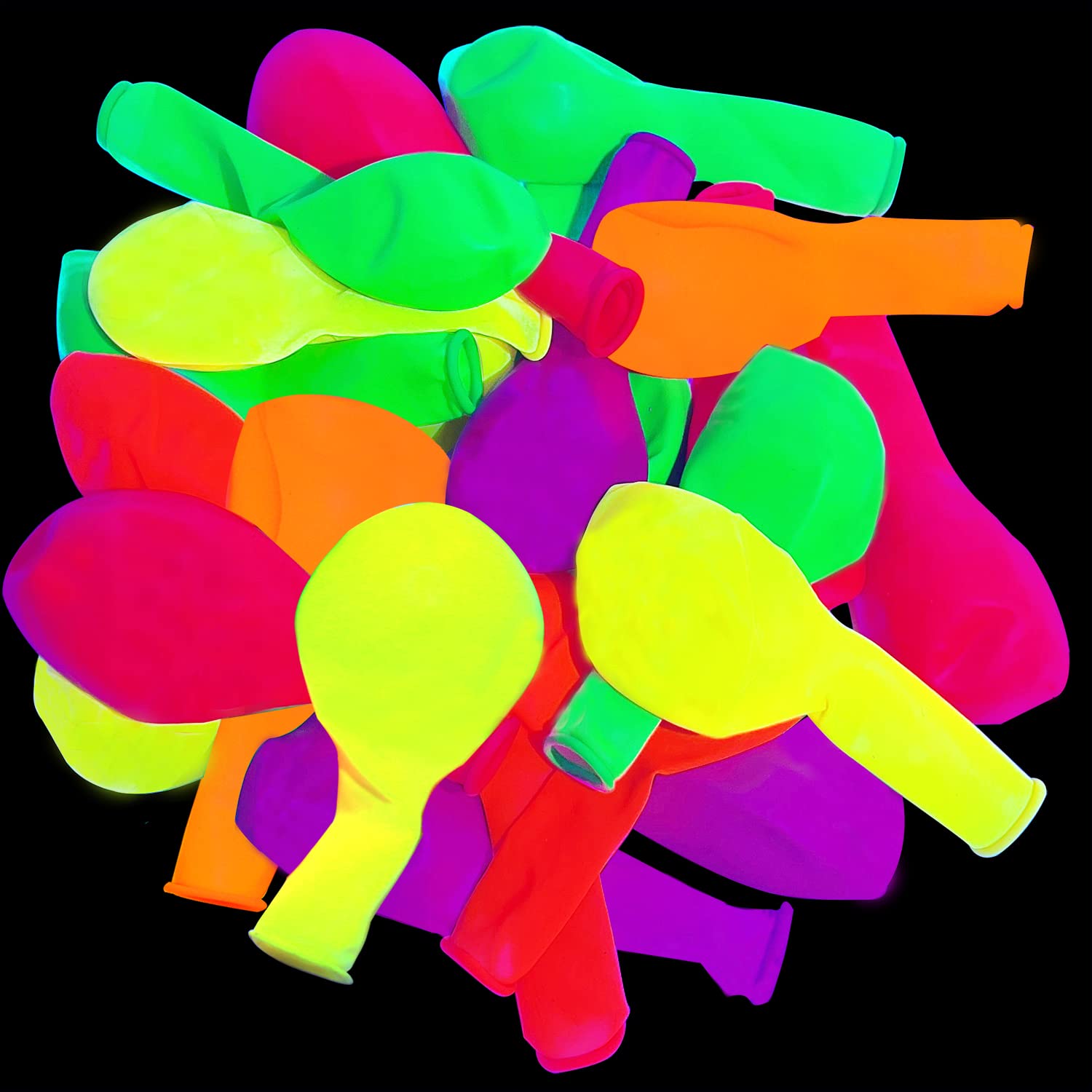 120-Piece UV Neon Balloons Set - 12 Inch Large Blacklight Glow in the Dark Party Balloons - 5 Vibrant Fluorescent Colors for Blacklight Parties, Birthday Decorations, Wedding & Neon Glow Events - Perfect for Nightclubs, Raves, and Glow-in-the-Dark Celebrations