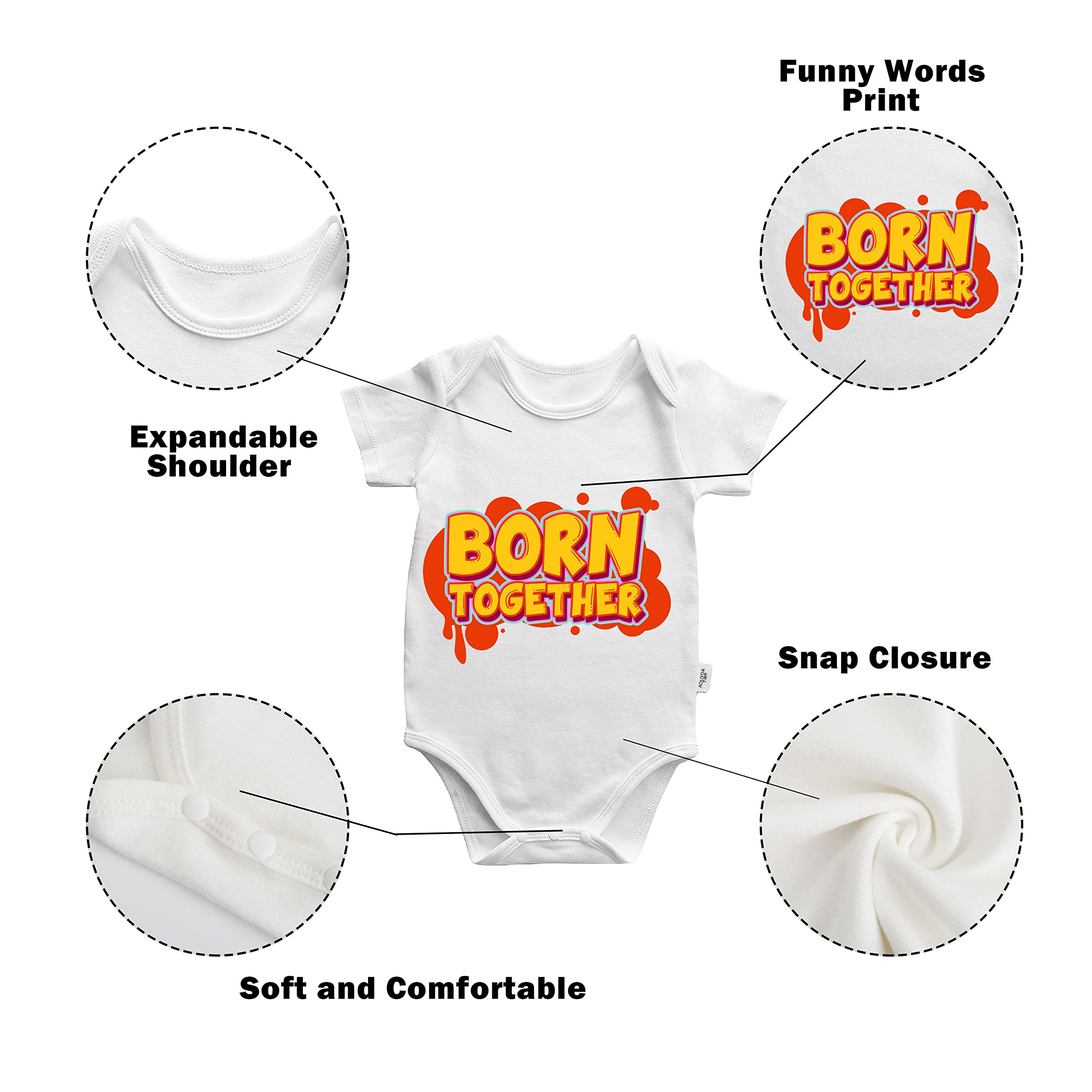 Twins Baby Bodysuit Set - Born Together Friends Forever Matching Outfit for Baby Twins | Perfect for Newborn Photos, Birthday Gifts & Sibling Bonding