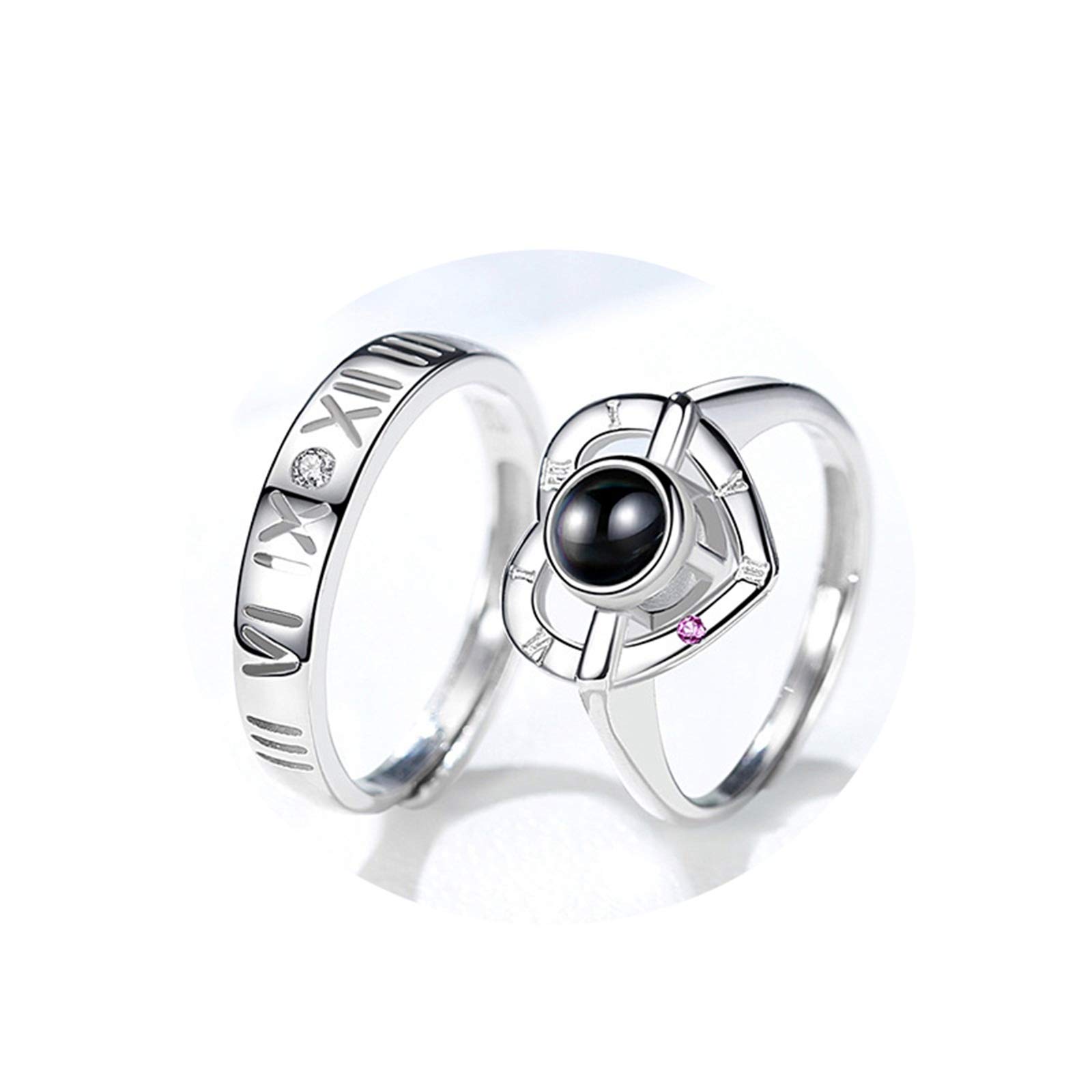 KnSam Ring - 100 Languages 'I Love You' Engraved Silver Roman Numerals & Heart Ring - Elegant Birthday Gift for Women, Girlfriend, Wife - Perfect for Anniversaries, Valentine's Day & Romantic Occasions