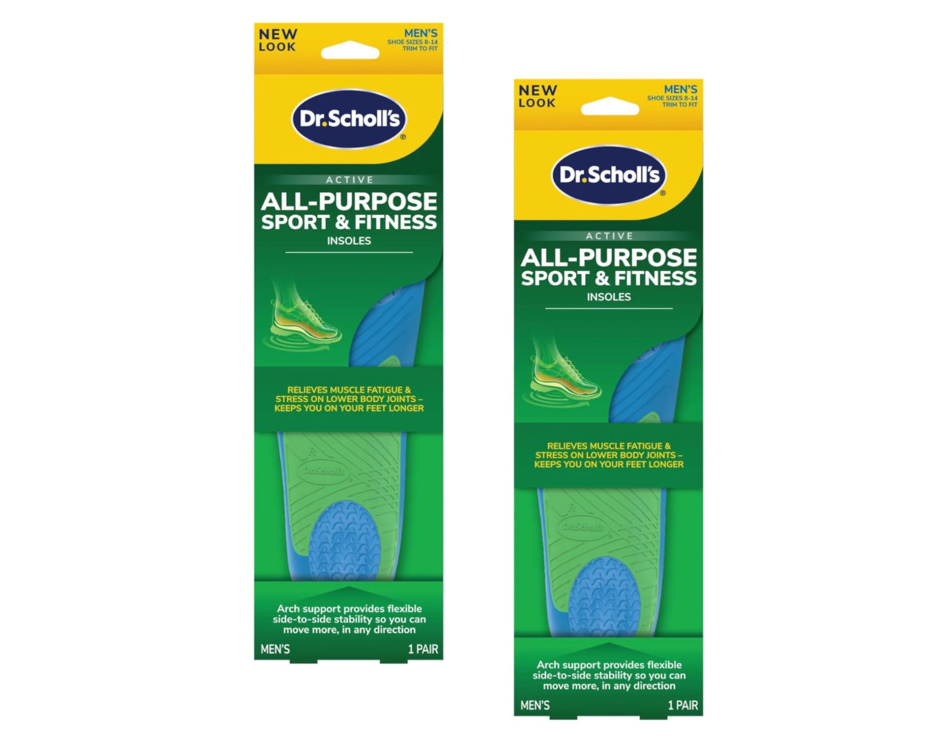 Dr. Scholl's Massaging Gel Sport Insoles for Men - Cushioning & Support (Size 8-13, 2-Pair Pack) - Perfect for Running, Walking & High-Impact Sports