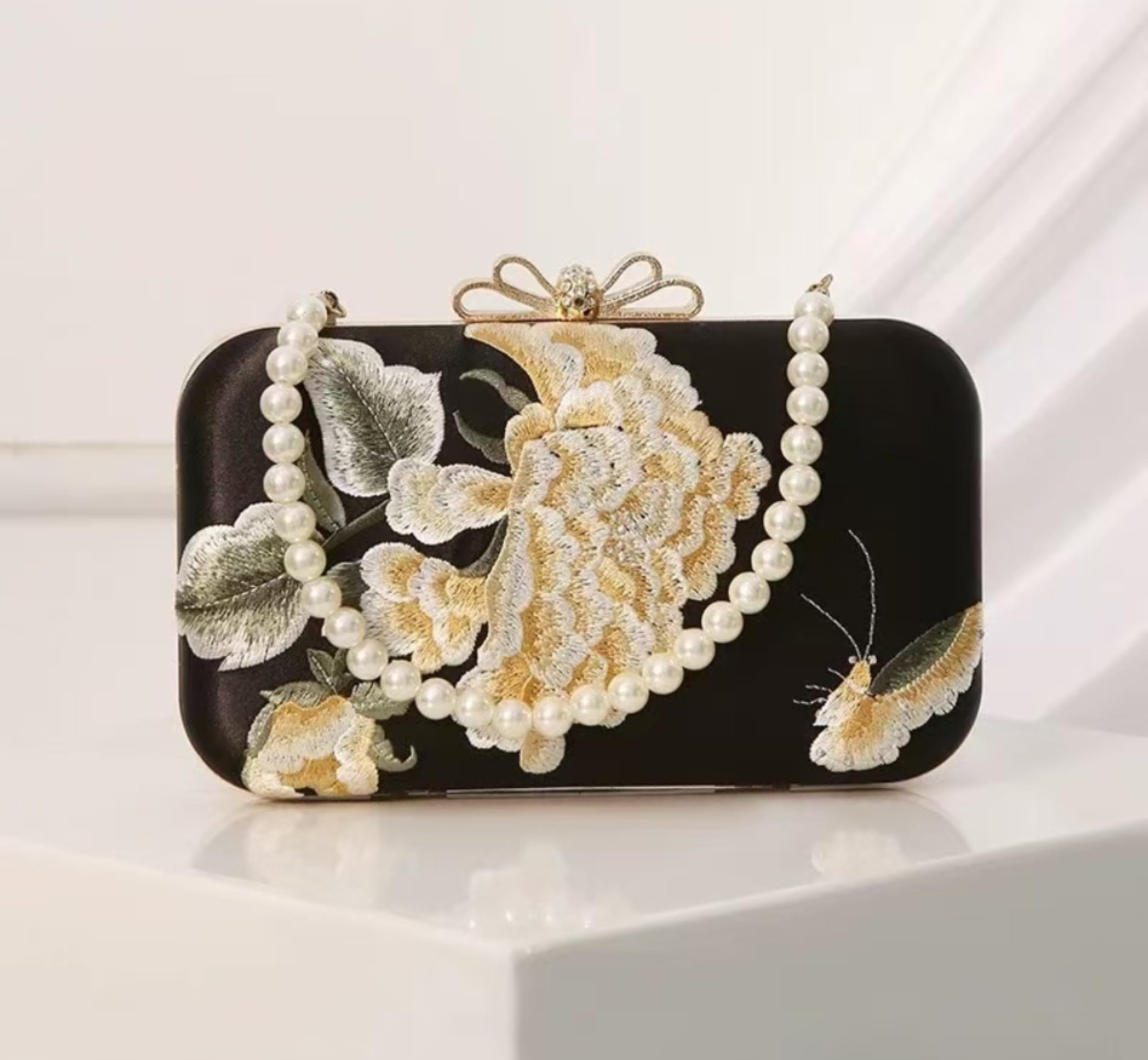 Elegant Embroidered Silk Shoulder Bag for Women - Rectangle Crossbody Handbag for Wedding, Party & Banquet | Perfect for Evening Events, Date Night & Special Occasions