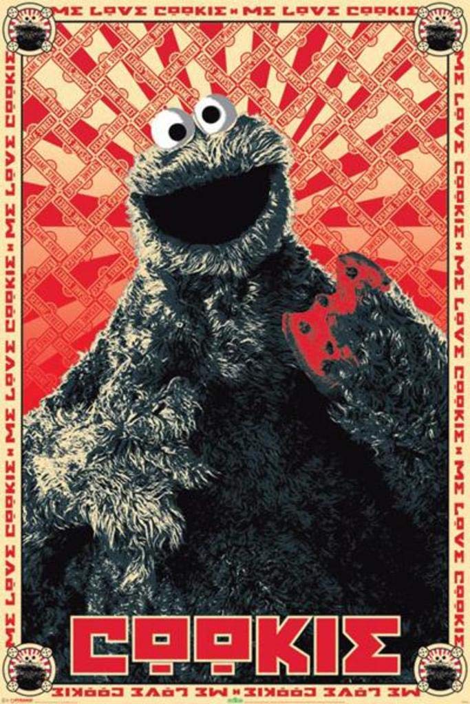 Cookie Monster Wall Art Print - Sesame Street Decor Poster 24x36 - Fun Kids Room Decor & TV Show Themed Gift for Fans