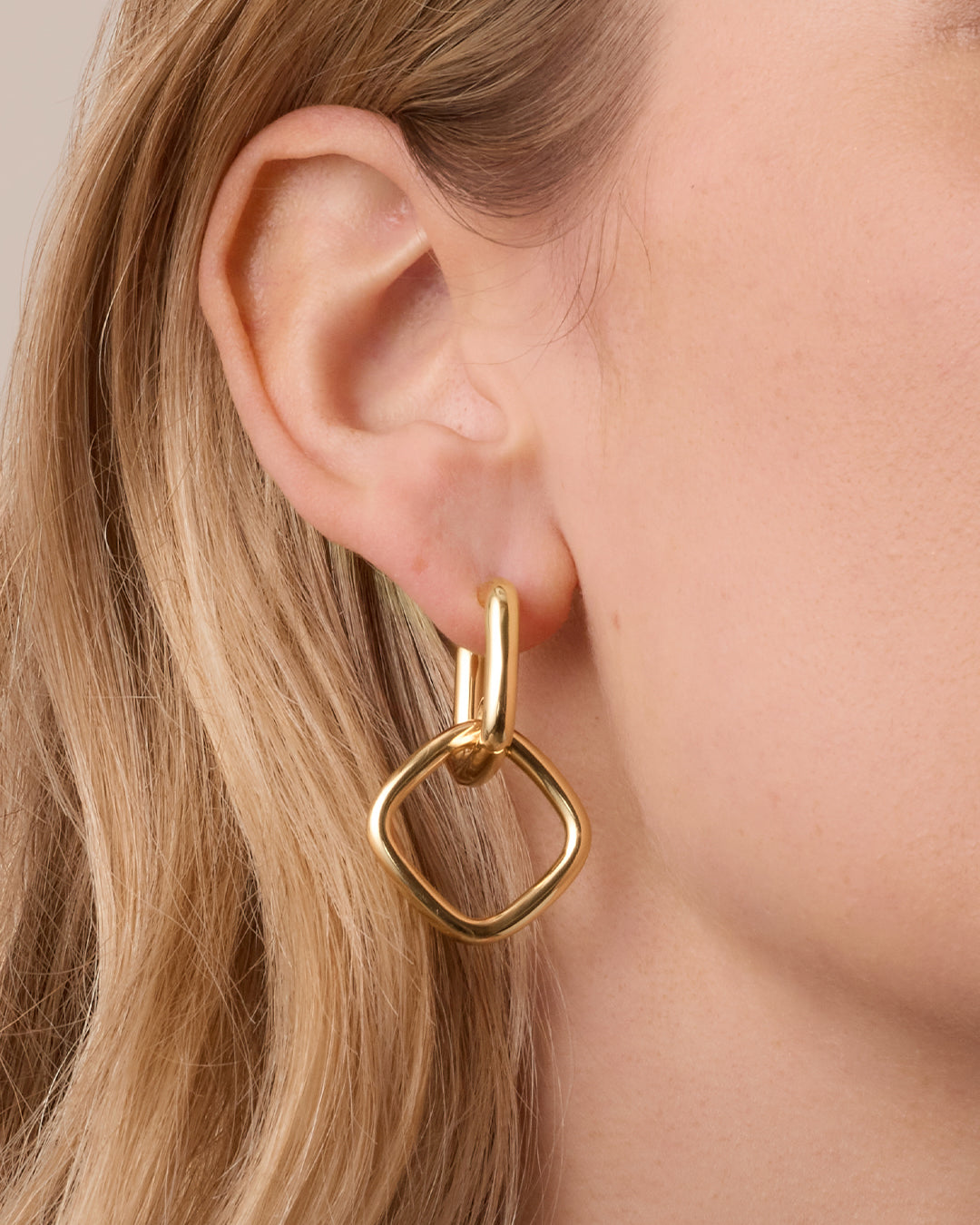 Charlie Drop Hoops - Trendy Dangle Earrings for Women, Minimalist Gold Hoop Earrings, Lightweight Everyday Jewelry - Perfect for Office, Date Night & Casual Outings