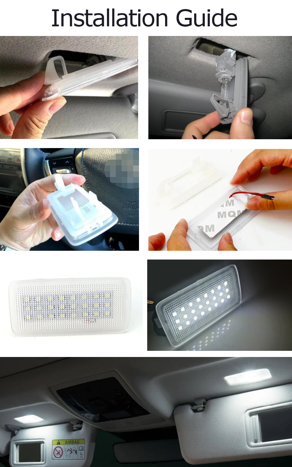 48 SMD White Full LED Sunvisor Vanity Light Replacement for Lexus & Toyota - Perfect for Car Interior Lighting & Nighttime Makeup