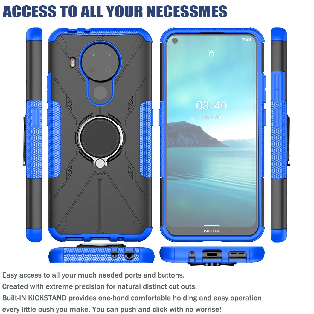 Nokia 5.4 Case with Screen Protector & Kickstand - Blue for Daily Protection