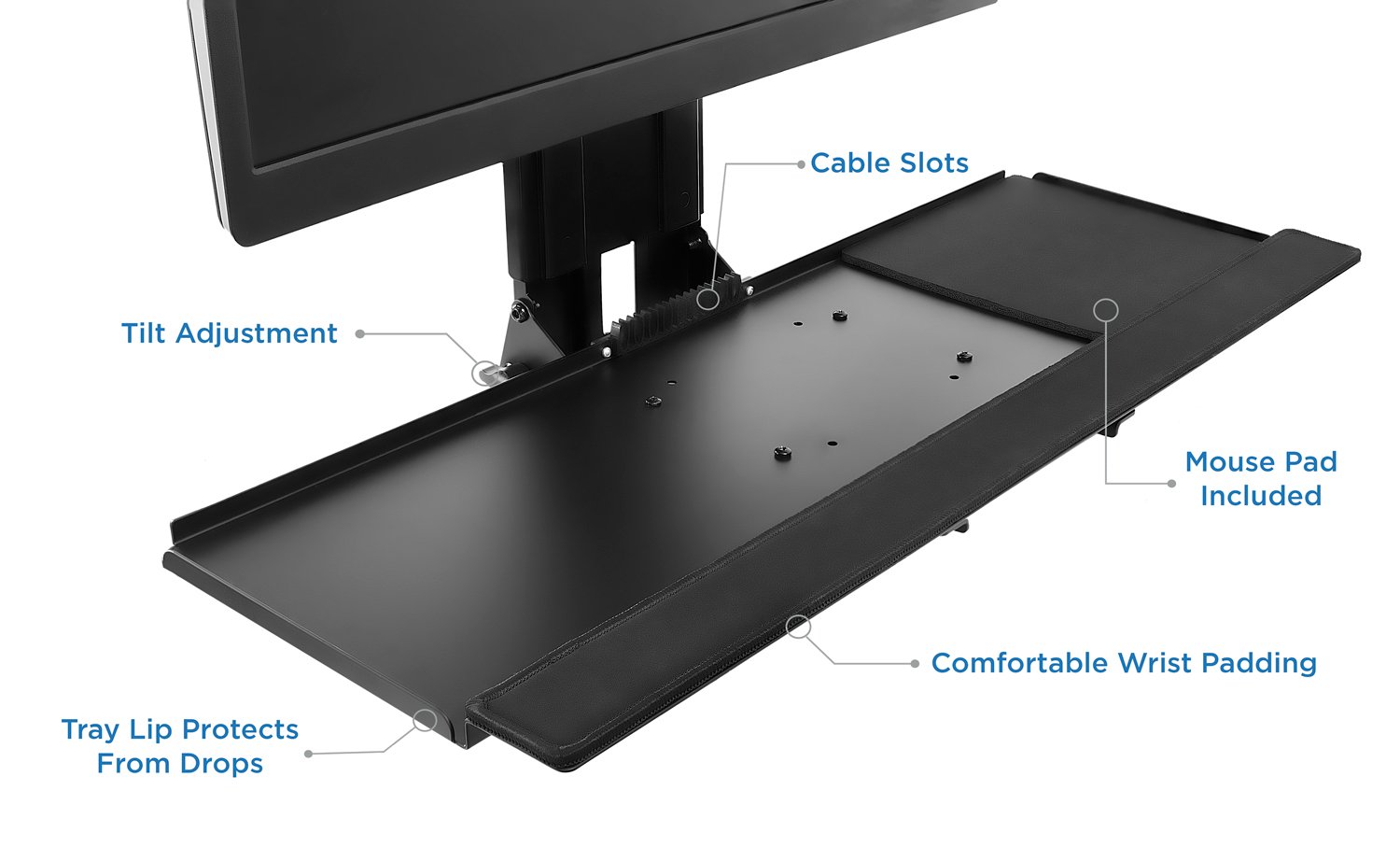Mount-It! Adjustable Monitor & Keyboard Wall Mount with CPU Holder - 25