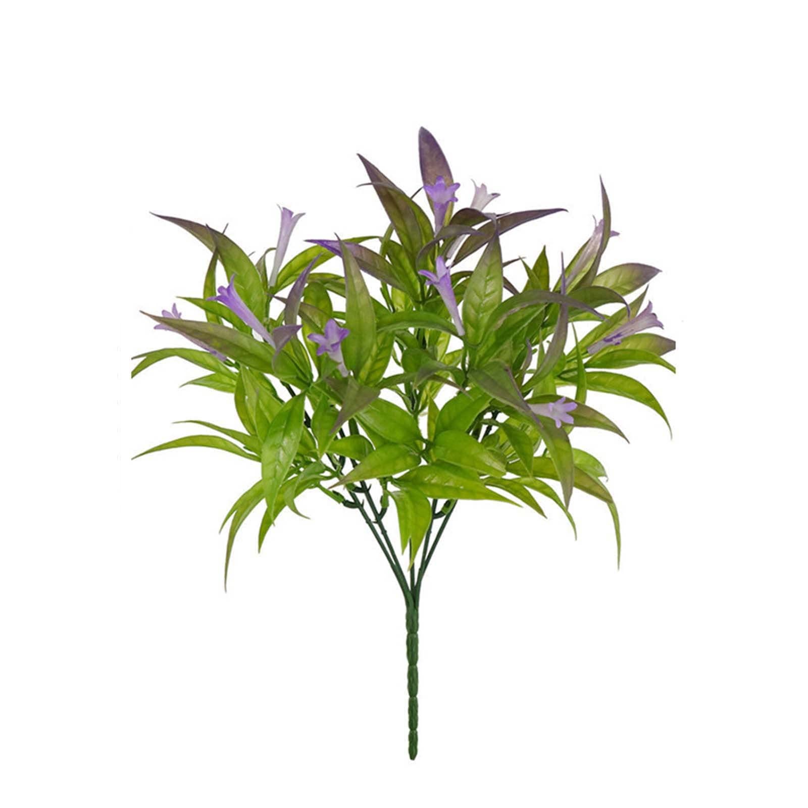 Artificial Outdoor Plants - Fake Tropical Morning Glory Shrubs with Fall Leaves - Plastic Greenery for Hanging Planters & Farmhouse Porch Decor - Realistic White Hydrangeas (Purple, One Size) - Perfect for Patio, Garden, and Home Decoration