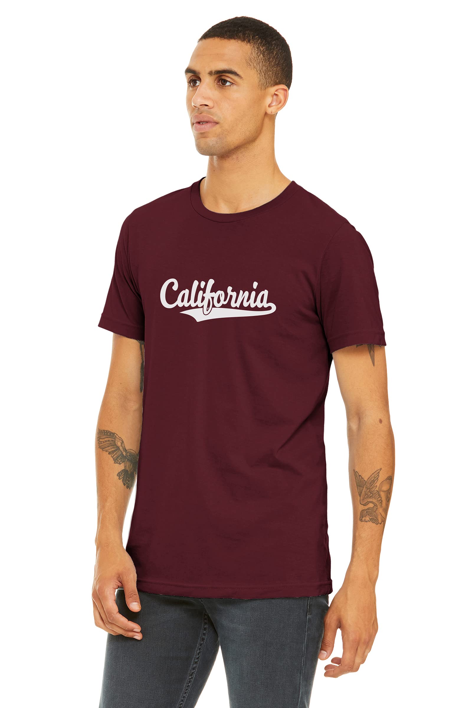 Daxton Adult Unisex California Script T-Shirt - Vertical Back Print - Casual Streetwear for Men & Women - Perfect for Outings, Travel & Everyday Wear