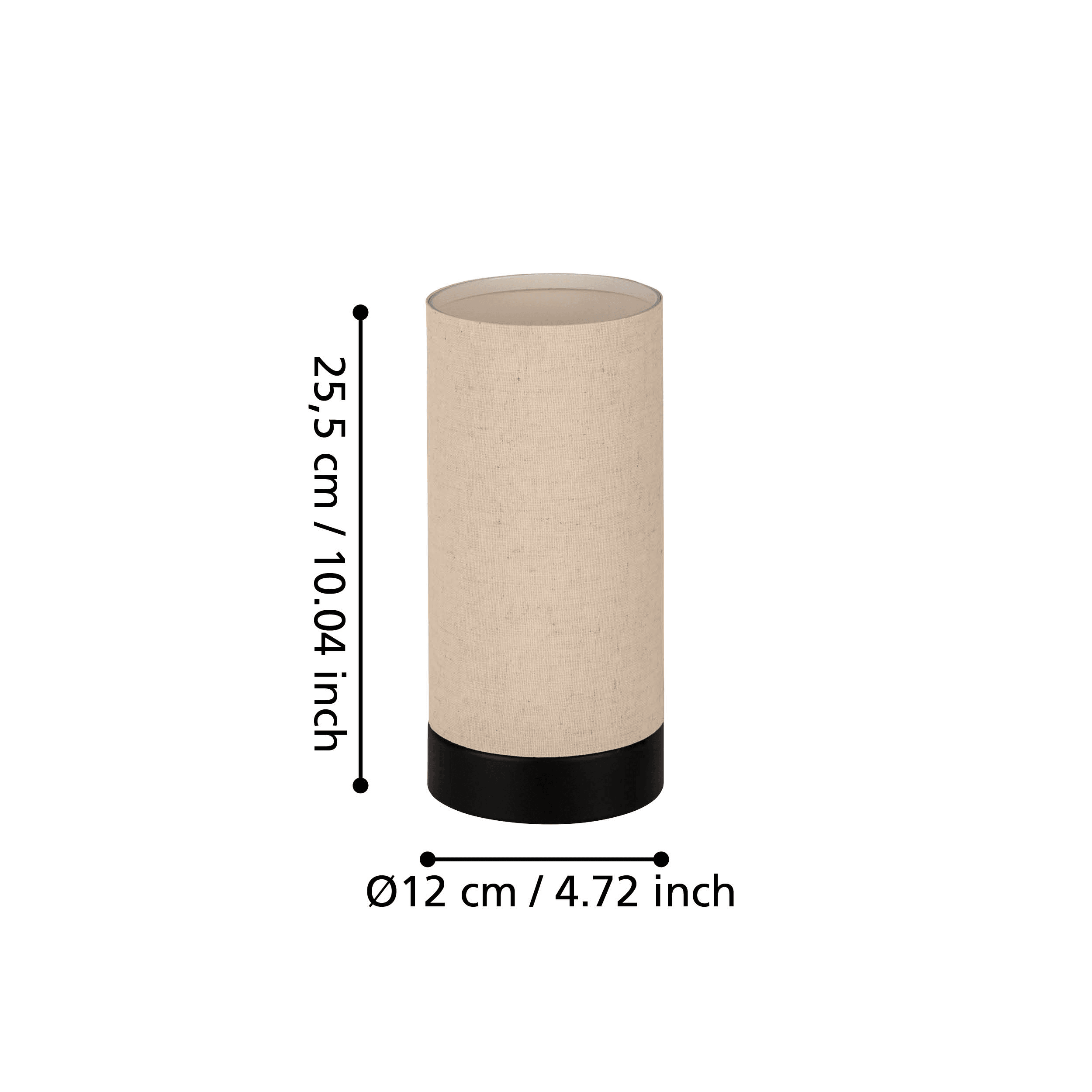 Eglo Feniglia Modern Cylinder Linen Table Lamp - Bedside Nightstand Lighting for Bedroom, Living Room & Office Decor