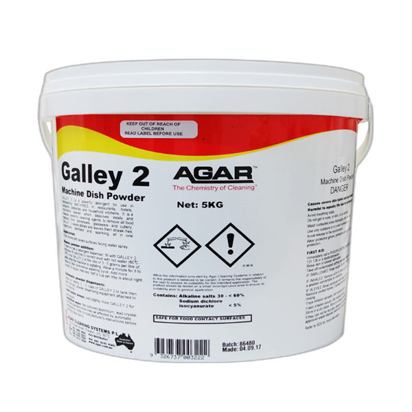Agar Galley 2 Machine Dishwashing Powder - Powerful Commercial Dishwasher Detergent for Restaurants, Hotels & Catering - Removes Tough Grease & Stains